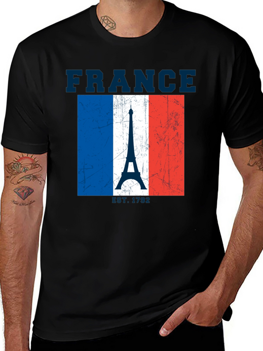 France Flag Eiffel Tower Graphic T-Shirt