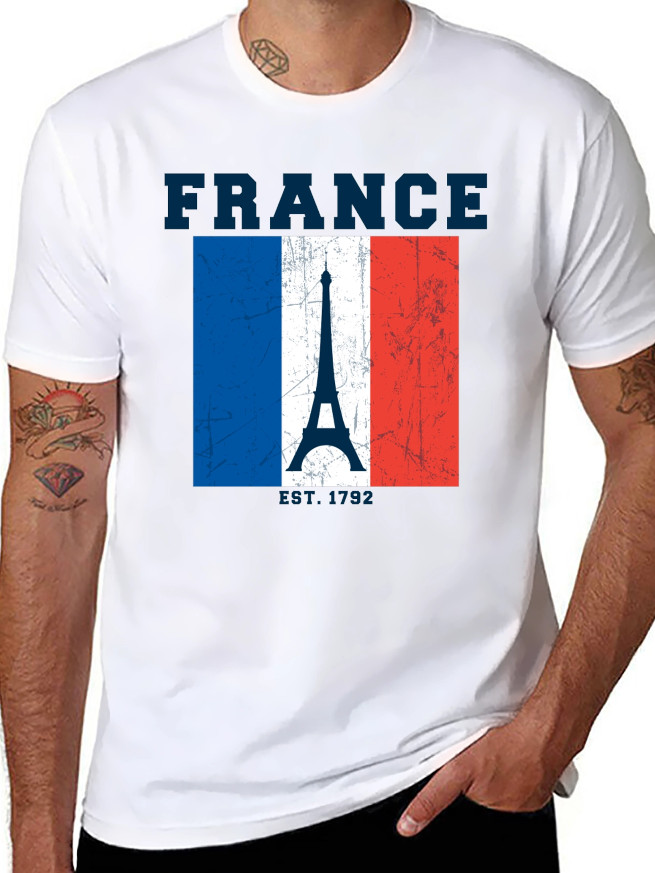 France Flag Eiffel Tower Graphic T-Shirt