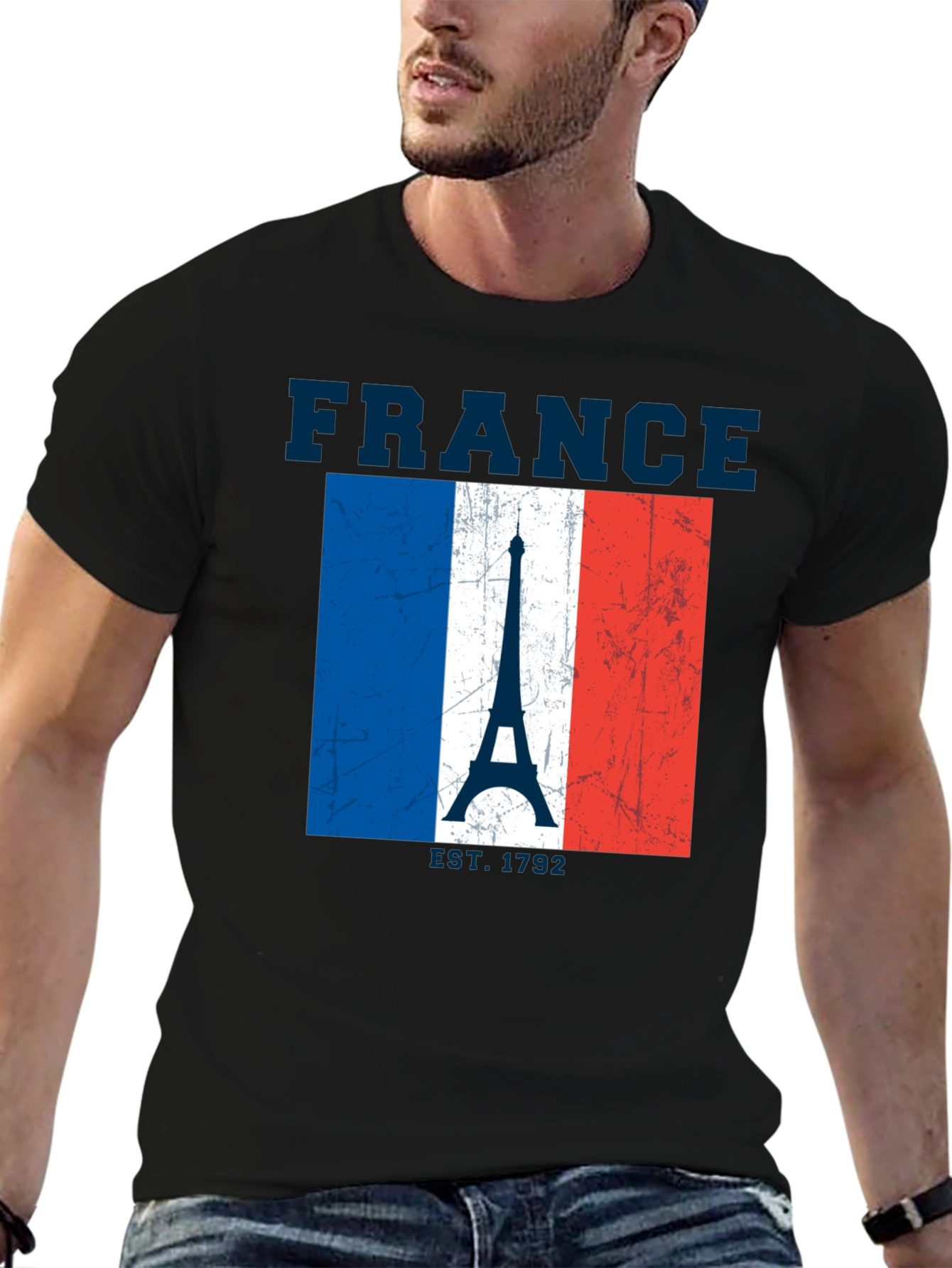 France Flag Eiffel Tower Graphic T-Shirt