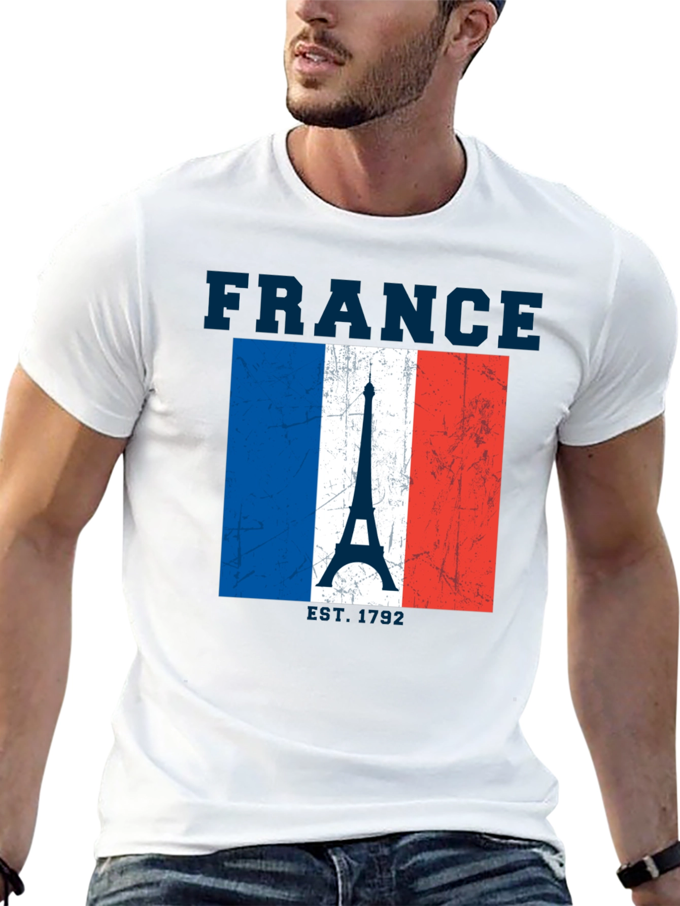 France Flag Eiffel Tower Graphic T-Shirt