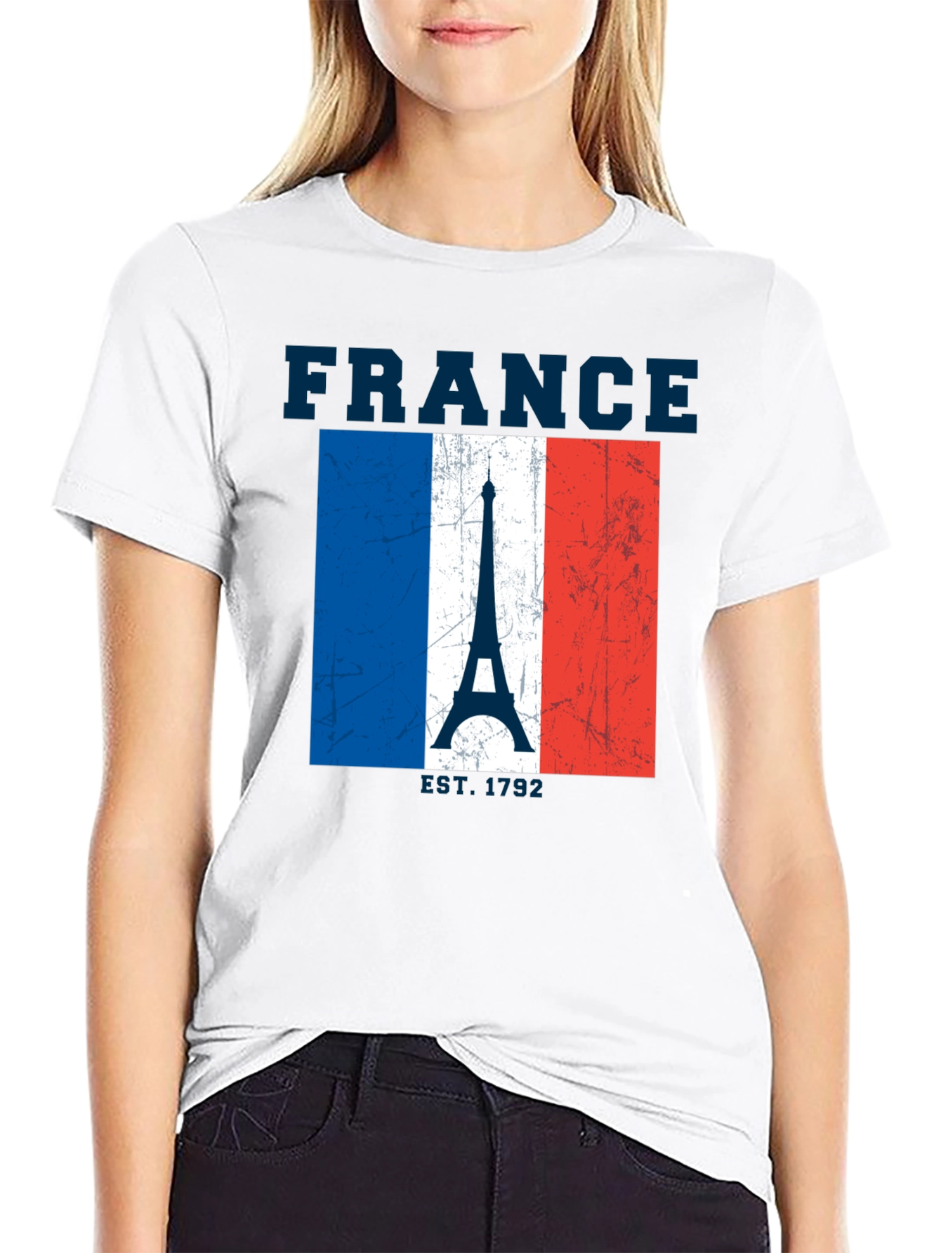 France Flag Eiffel Tower Graphic T-Shirt