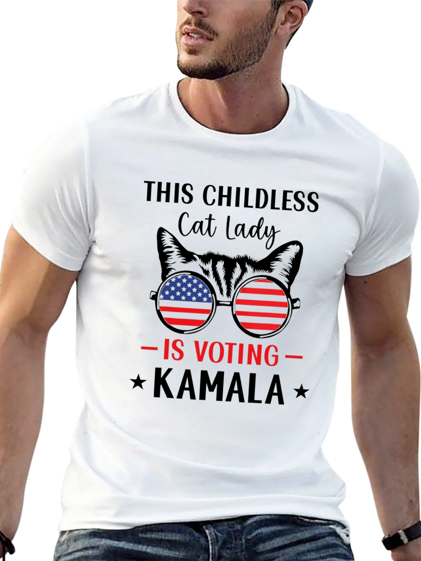 Childless Cat Lady Voting Kamala Graphic Tee