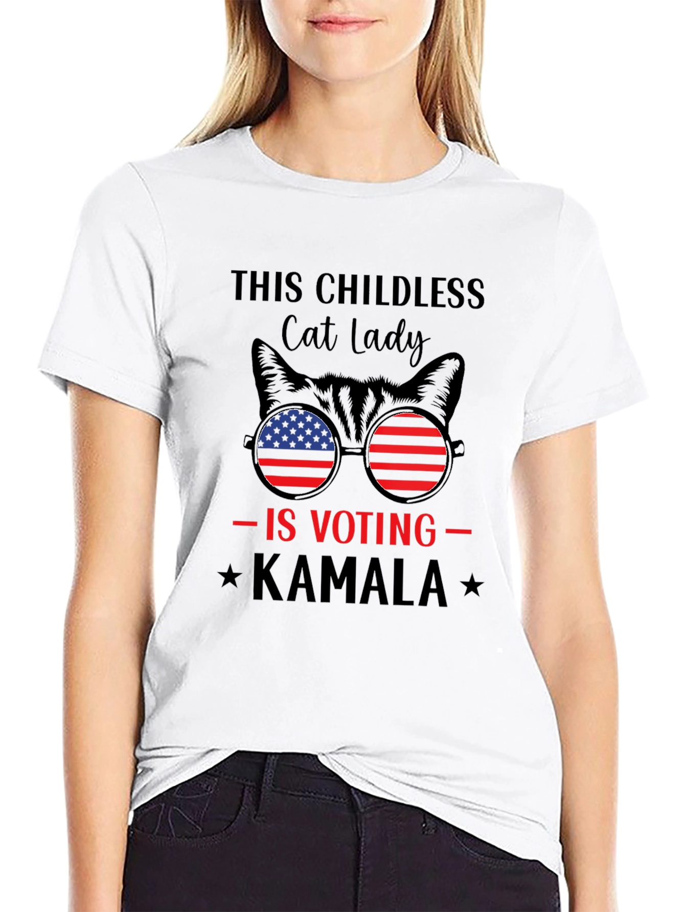 Childless Cat Lady Voting Kamala Graphic Tee