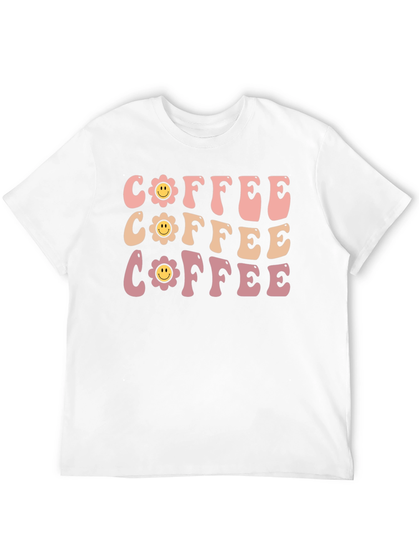 Retro Coffee Graphic Tee - Flower Power Design