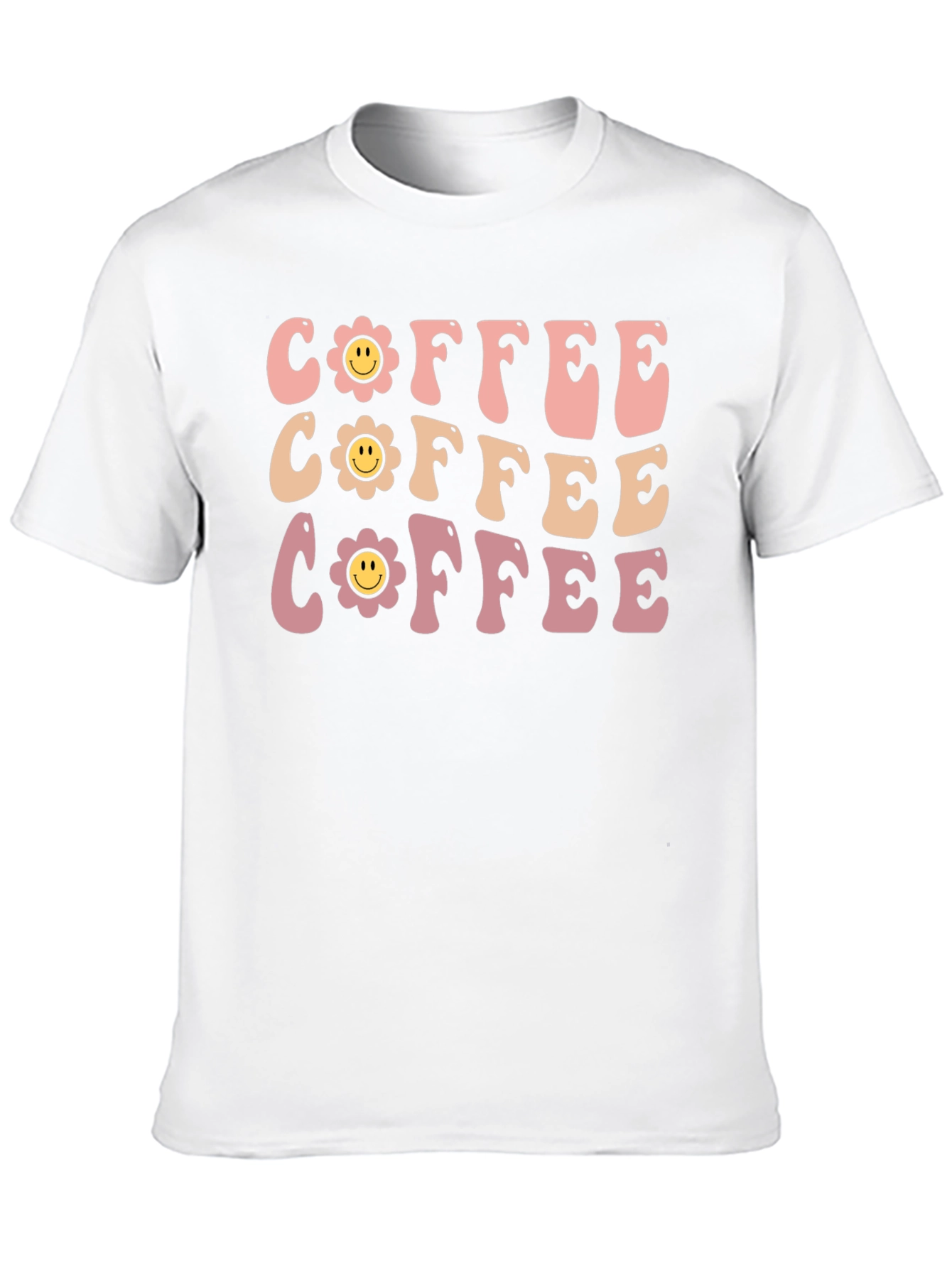 Retro Coffee Graphic Tee - Flower Power Design