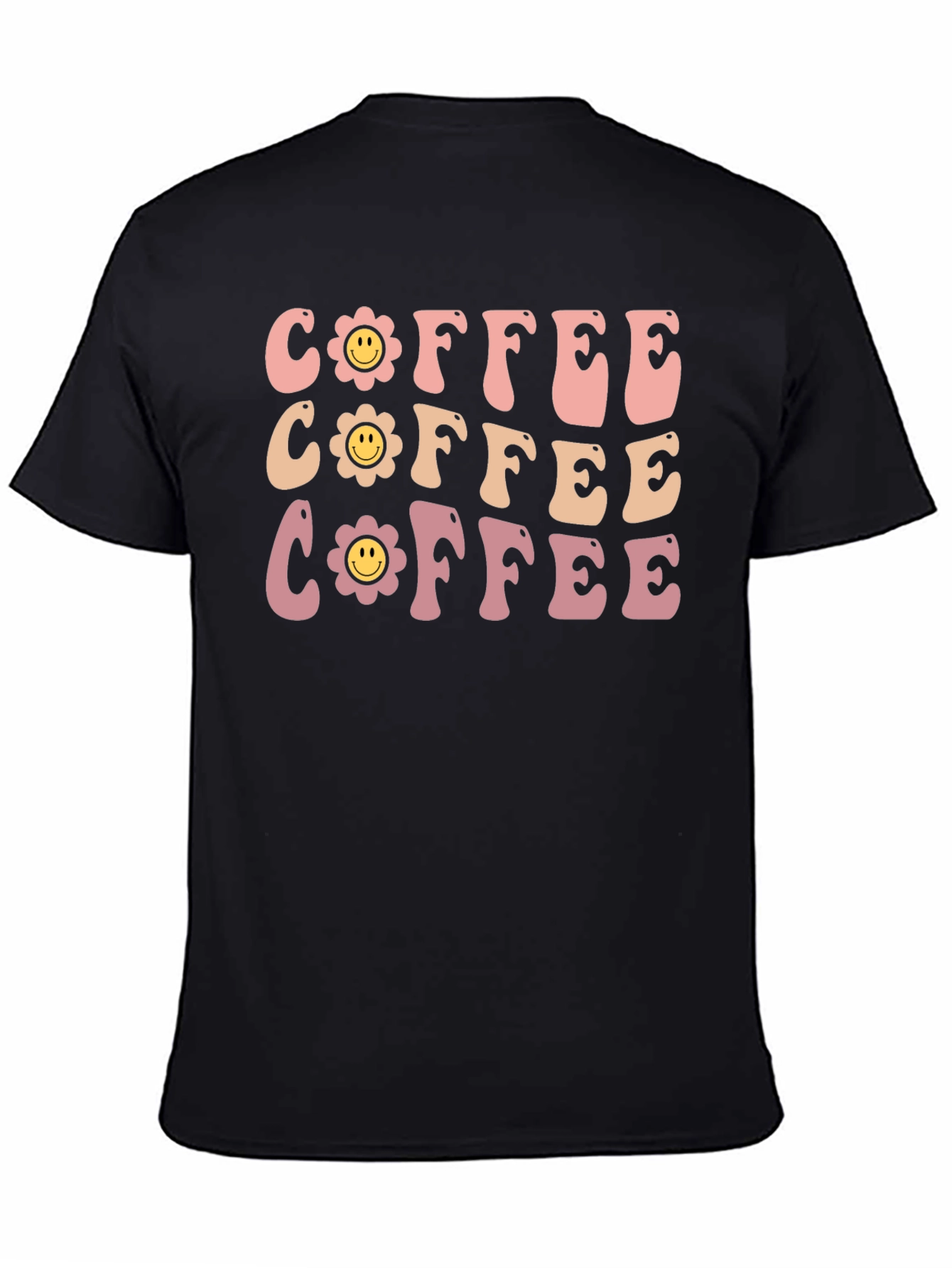 Retro Coffee Graphic Tee - Flower Power Design