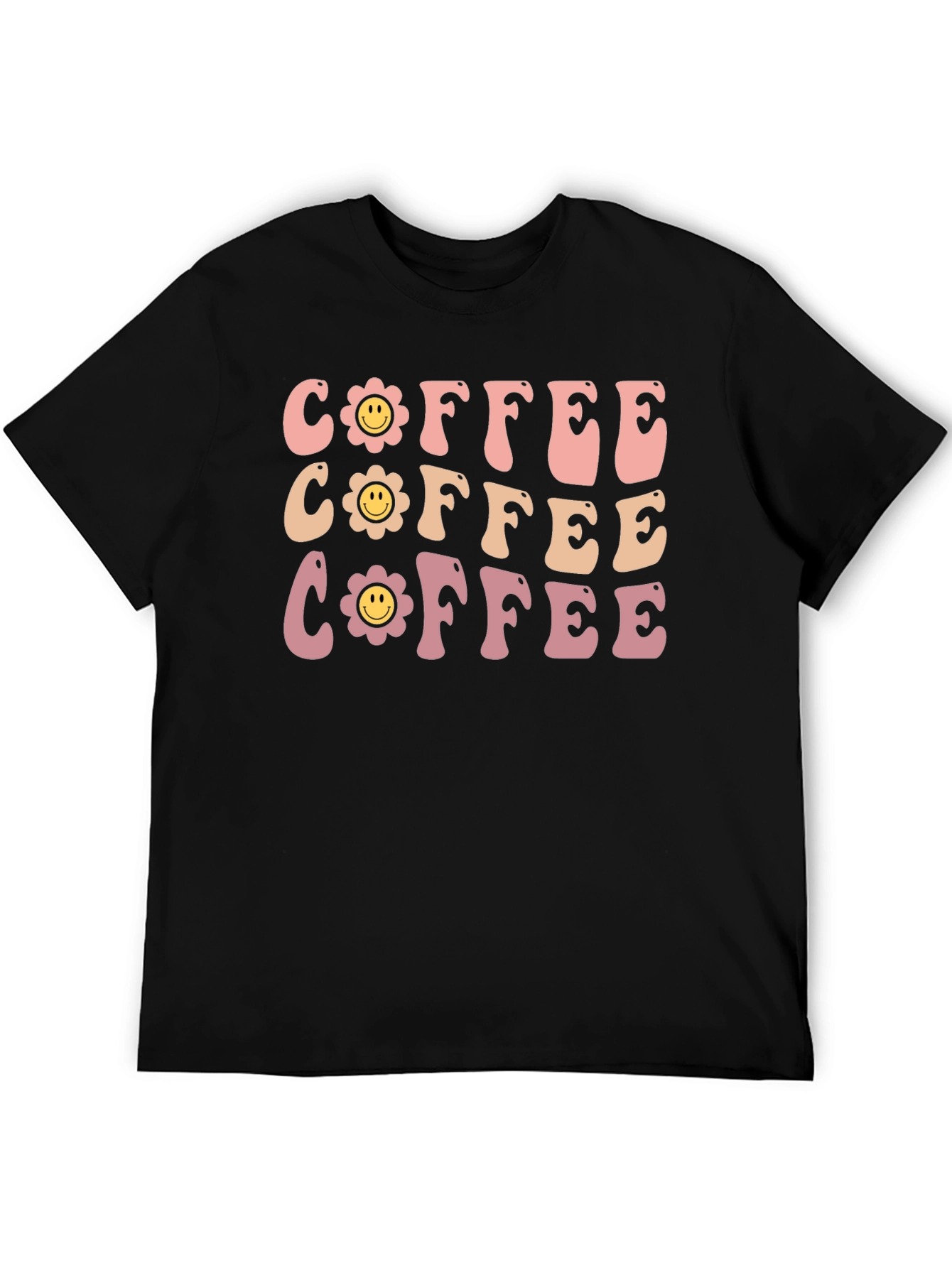 Retro Coffee Graphic Tee - Flower Power Design