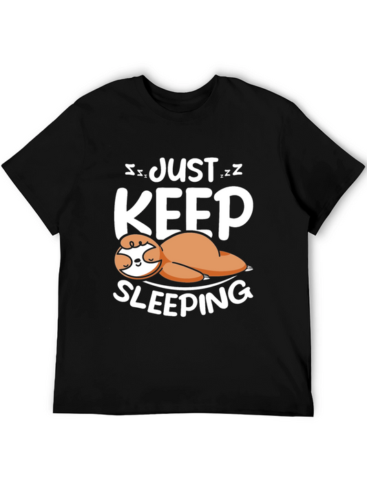 Just Keep Sleeping Sloth Tee - Black Cotton Comfort