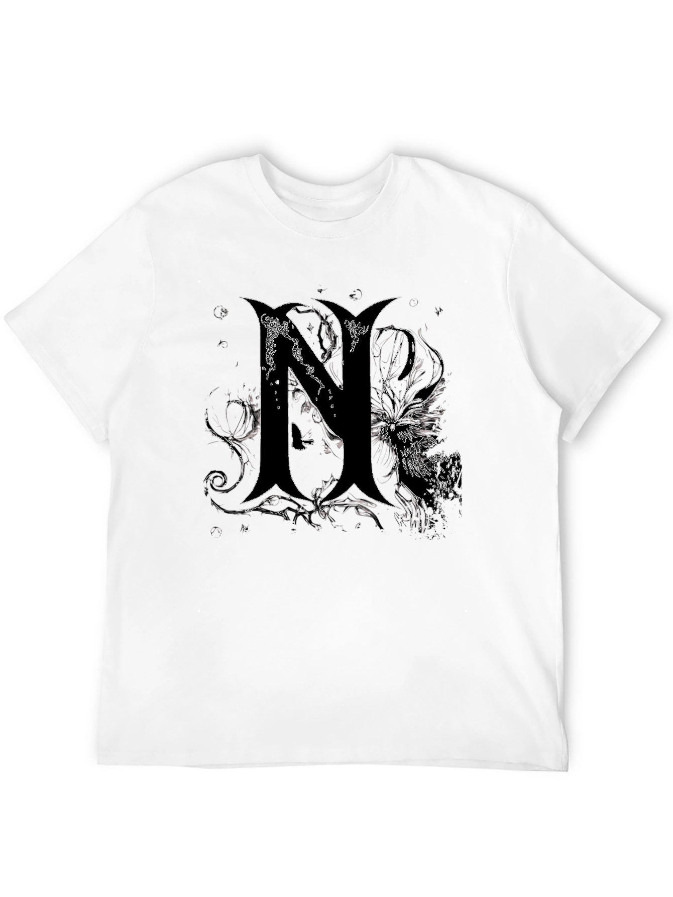 Edgy Gothic N Graphic Print Black T-Shirt