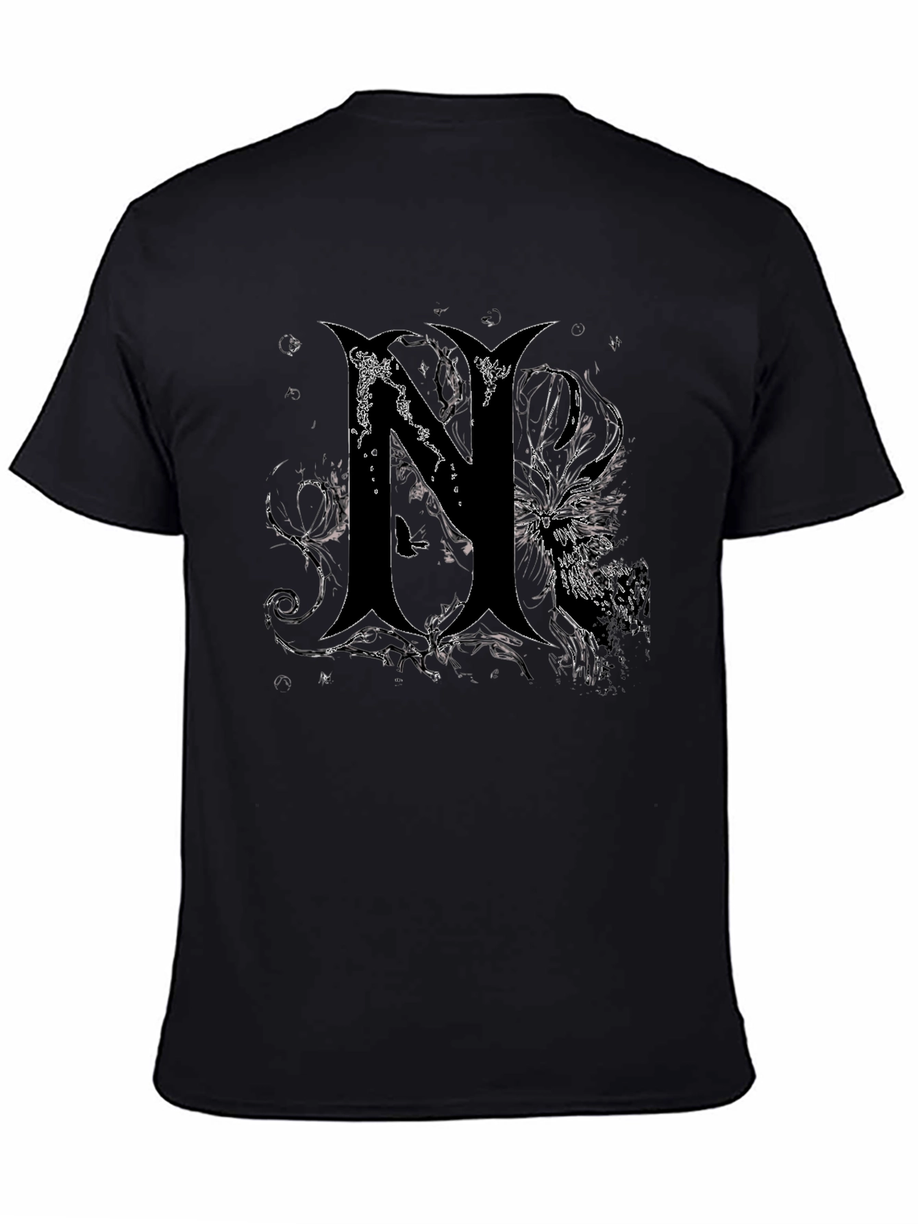 Edgy Gothic N Graphic Print Black T-Shirt