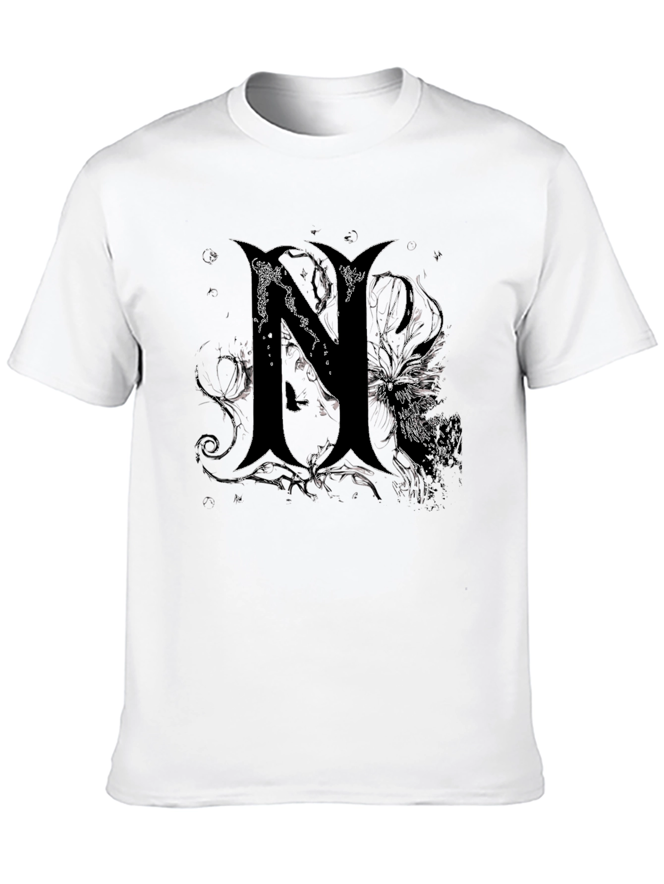 Edgy Gothic N Graphic Print Black T-Shirt