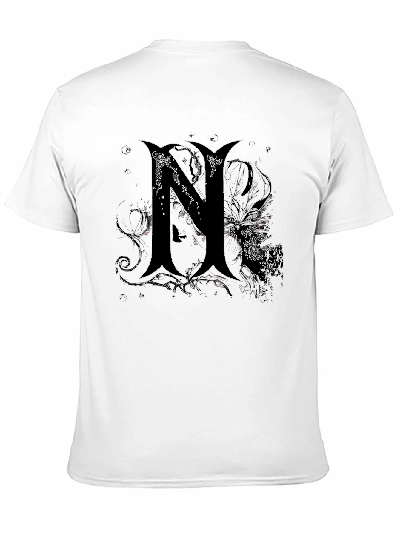 Edgy Gothic N Graphic Print Black T-Shirt