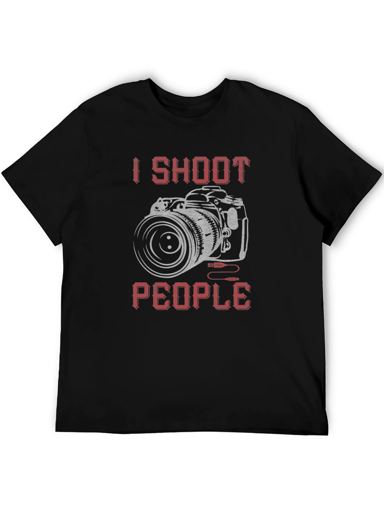 I Shoot People Camera Graphic Black T-Shirt