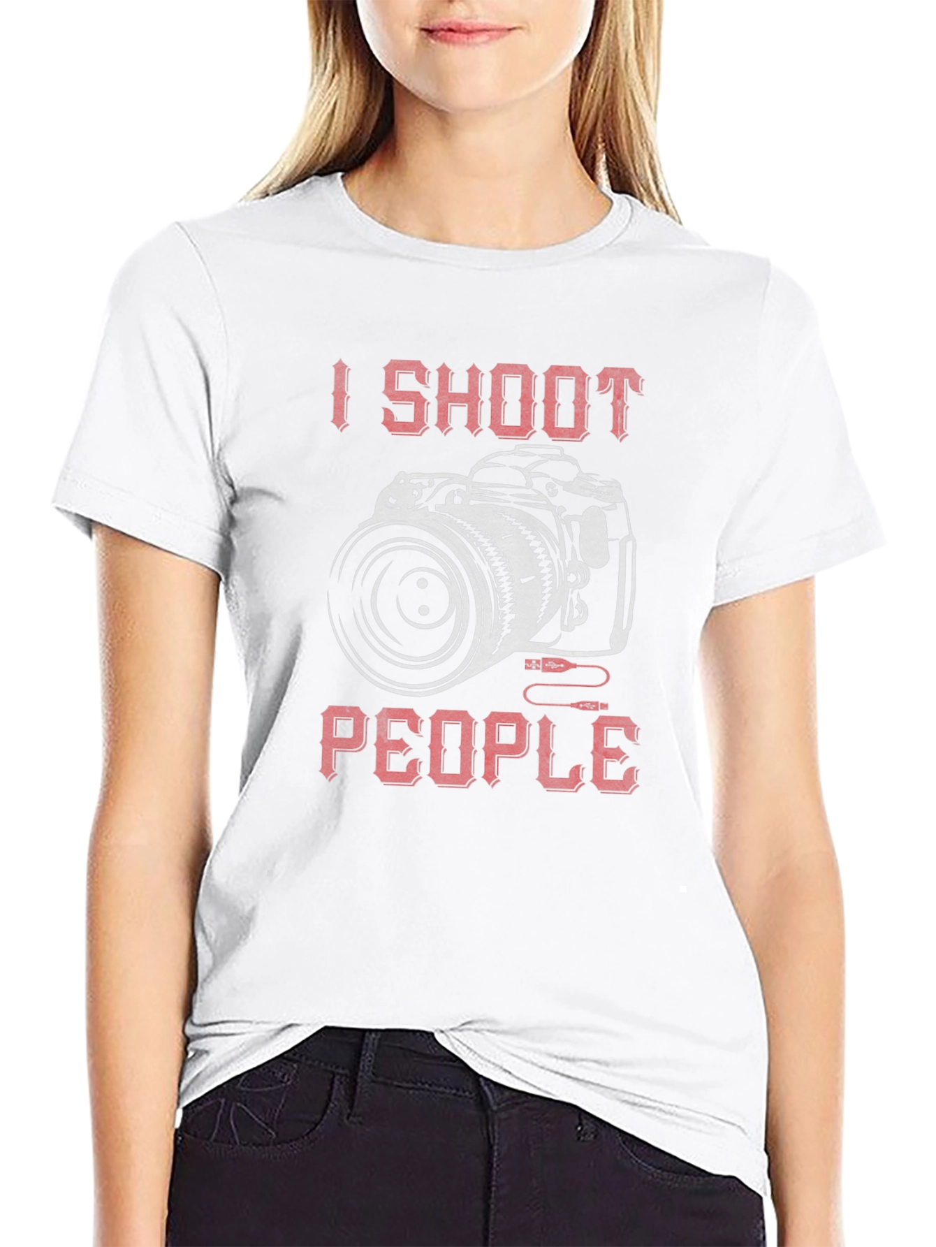 I Shoot People Camera Graphic Black T-Shirt