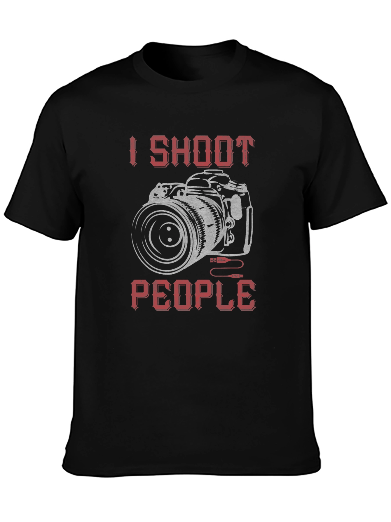 I Shoot People Camera Graphic Black T-Shirt