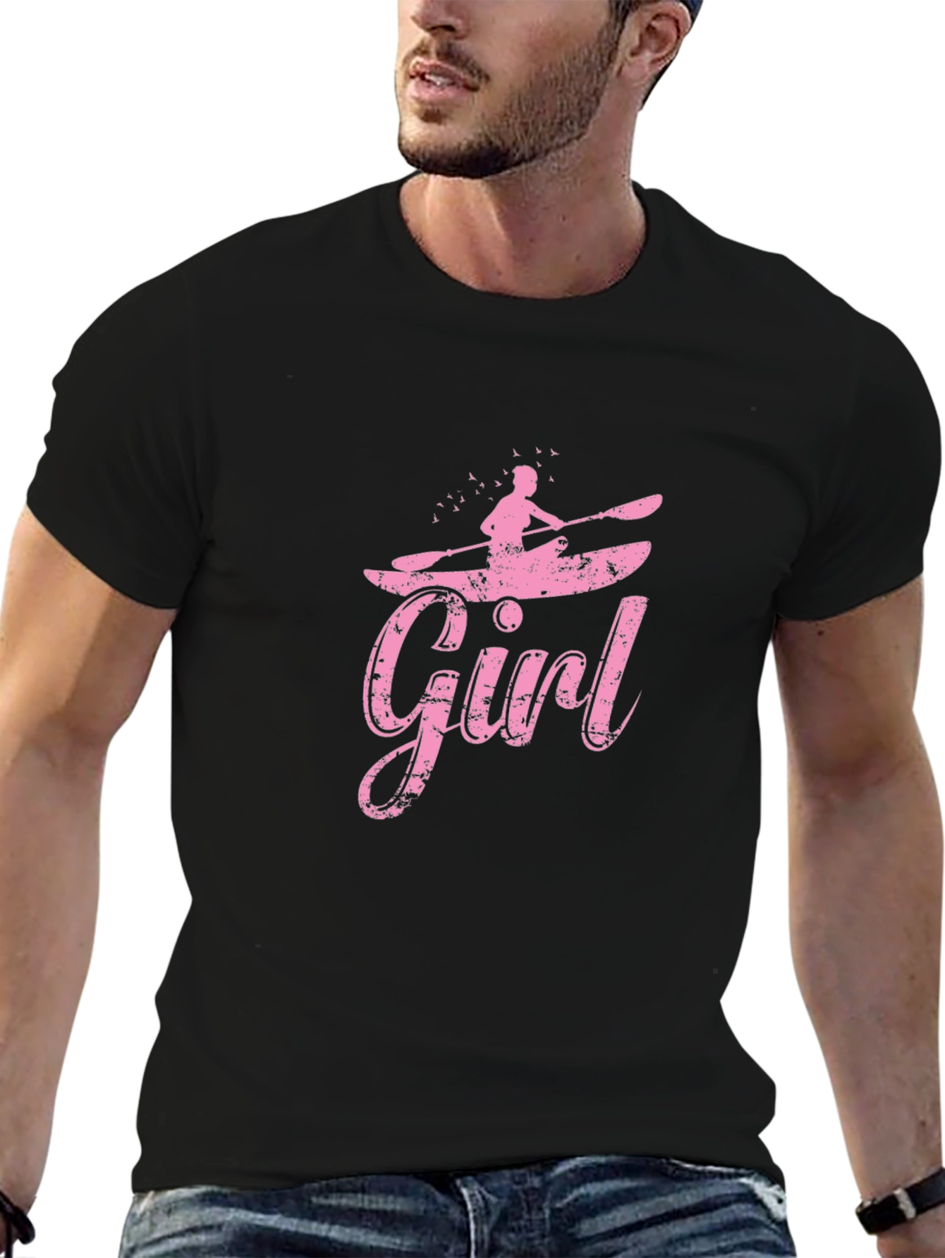 Girl Kayaking Black T-Shirt