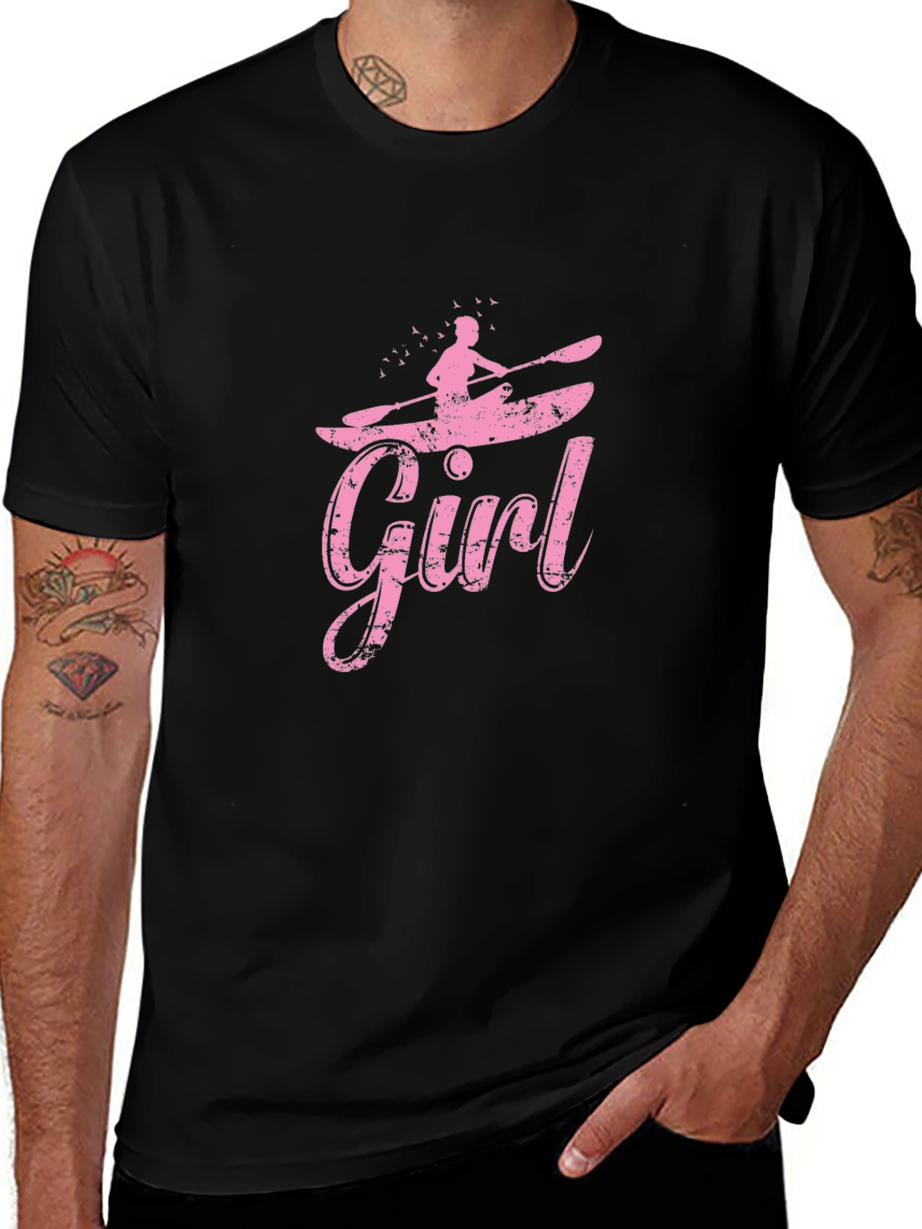 Girl Kayaking Black T-Shirt