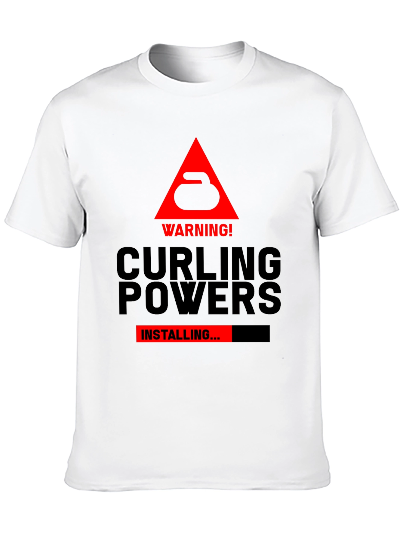 Curling Powers Installing Black T-Shirt
