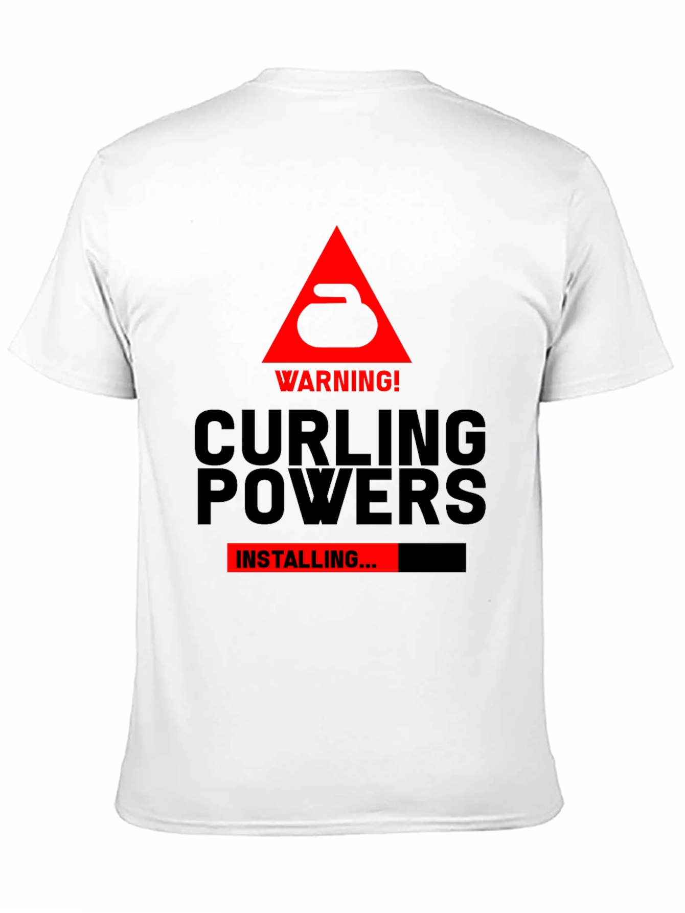 Curling Powers Installing Black T-Shirt