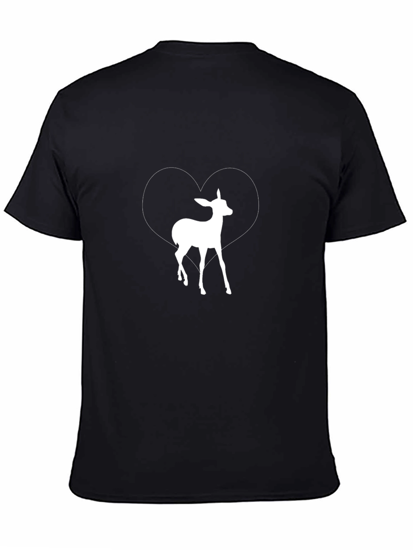 Deer Heart Graphic Print Tee - Black Casual T-Shirt
