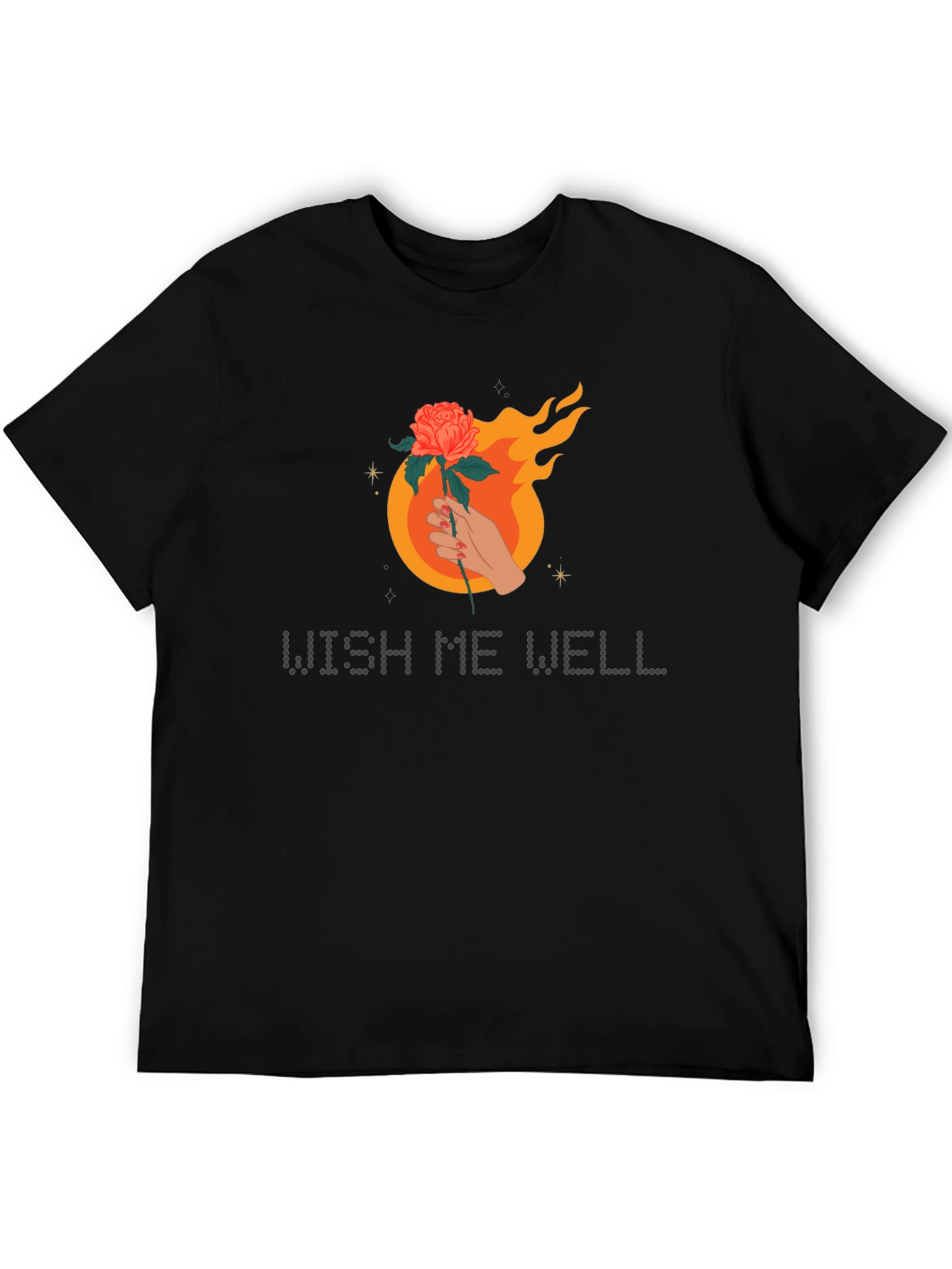 Wish Me Well Graphic Tee - Flaming Rose Design