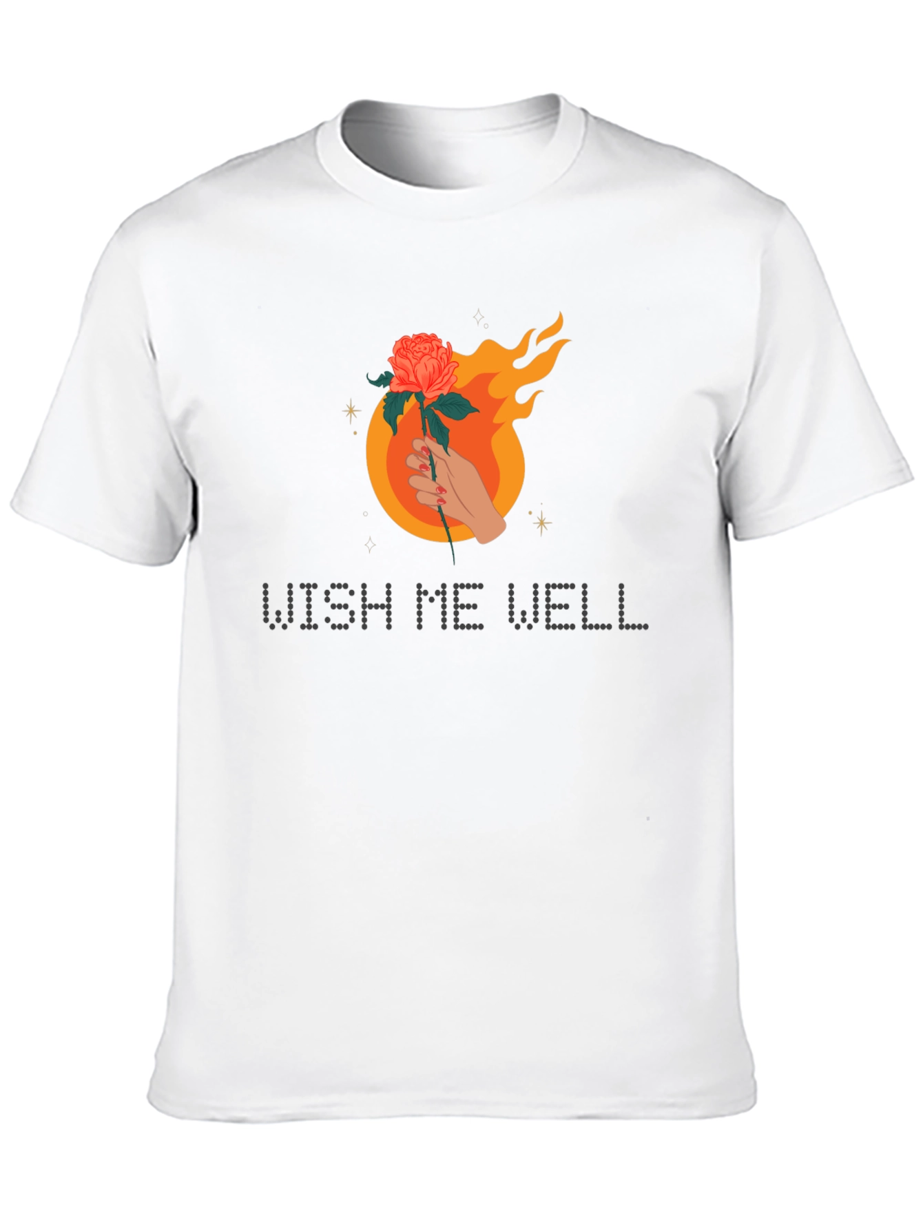 Wish Me Well Graphic Tee - Flaming Rose Design