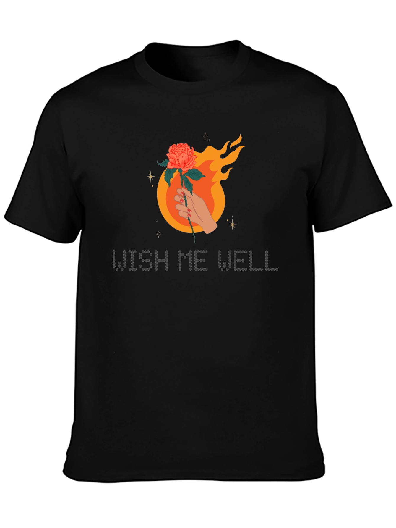Wish Me Well Graphic Tee - Flaming Rose Design