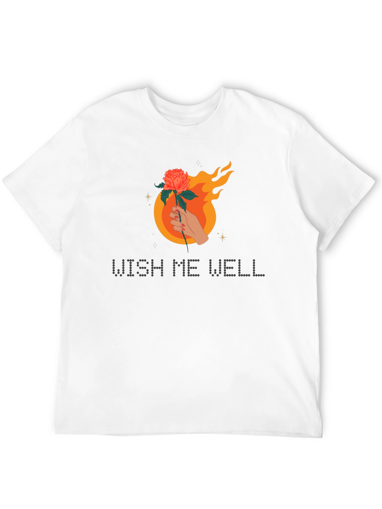 Wish Me Well Graphic Tee - Flaming Rose Design