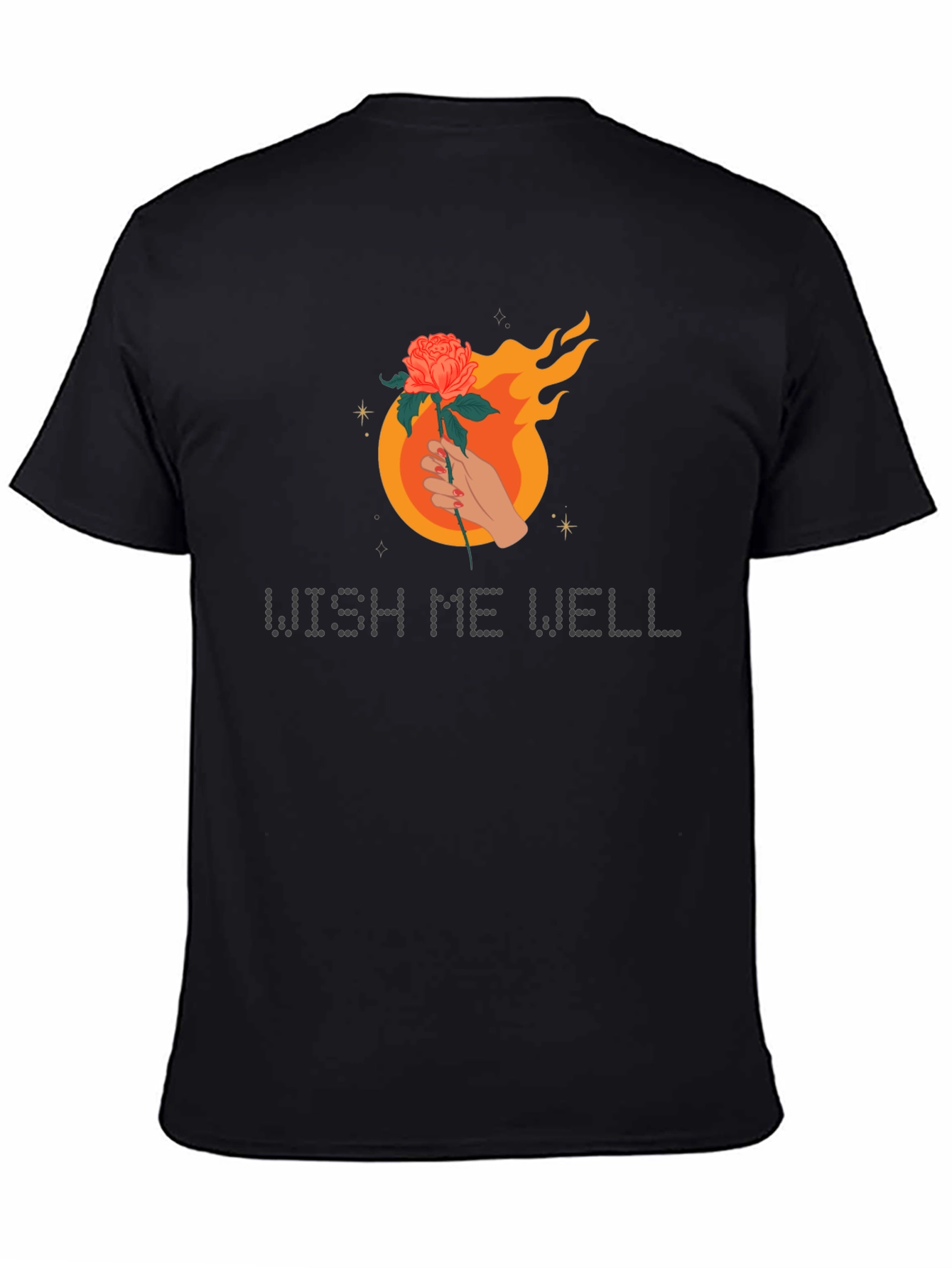 Wish Me Well Graphic Tee - Flaming Rose Design