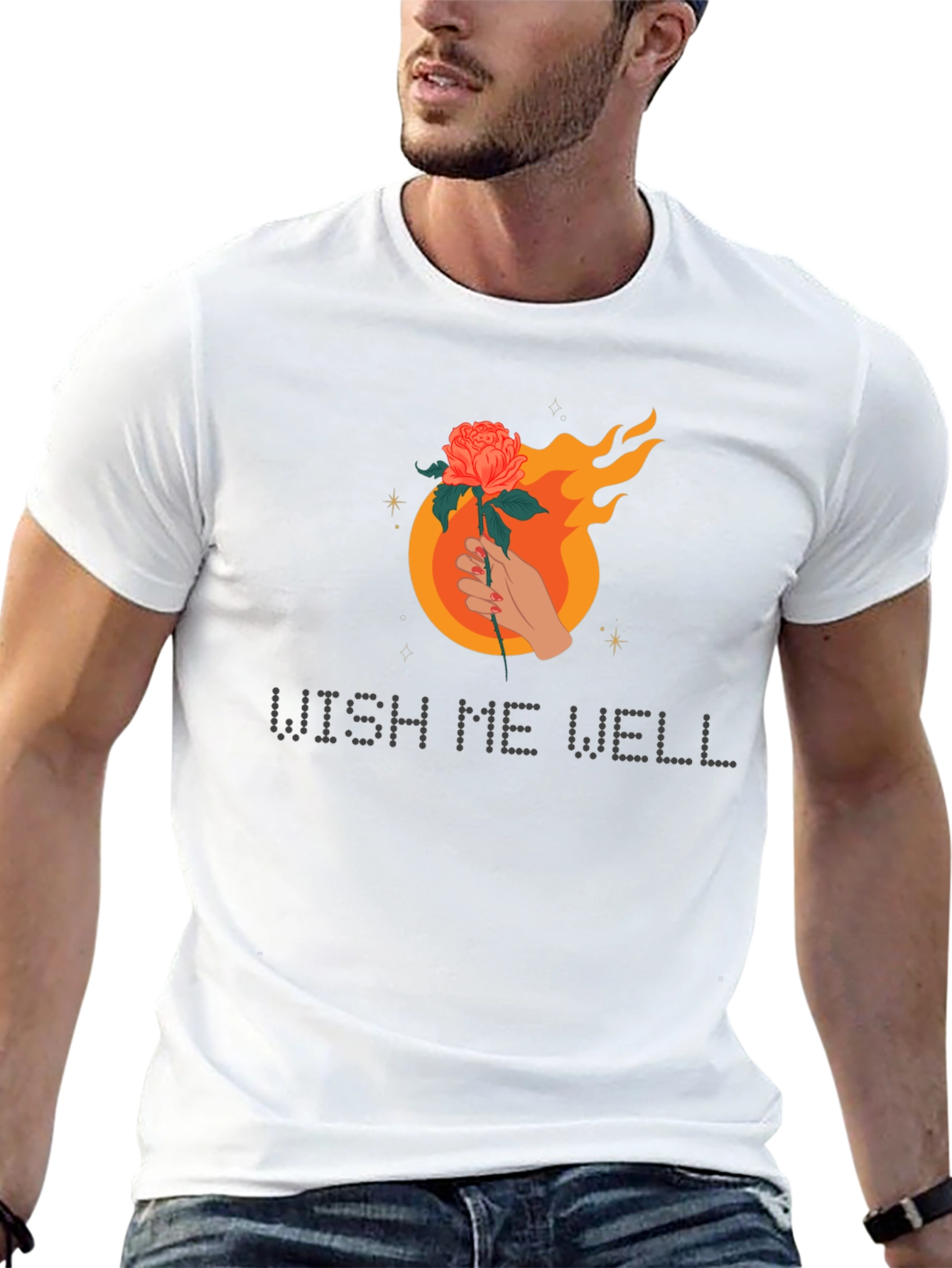 Wish Me Well Graphic Tee - Flaming Rose Design