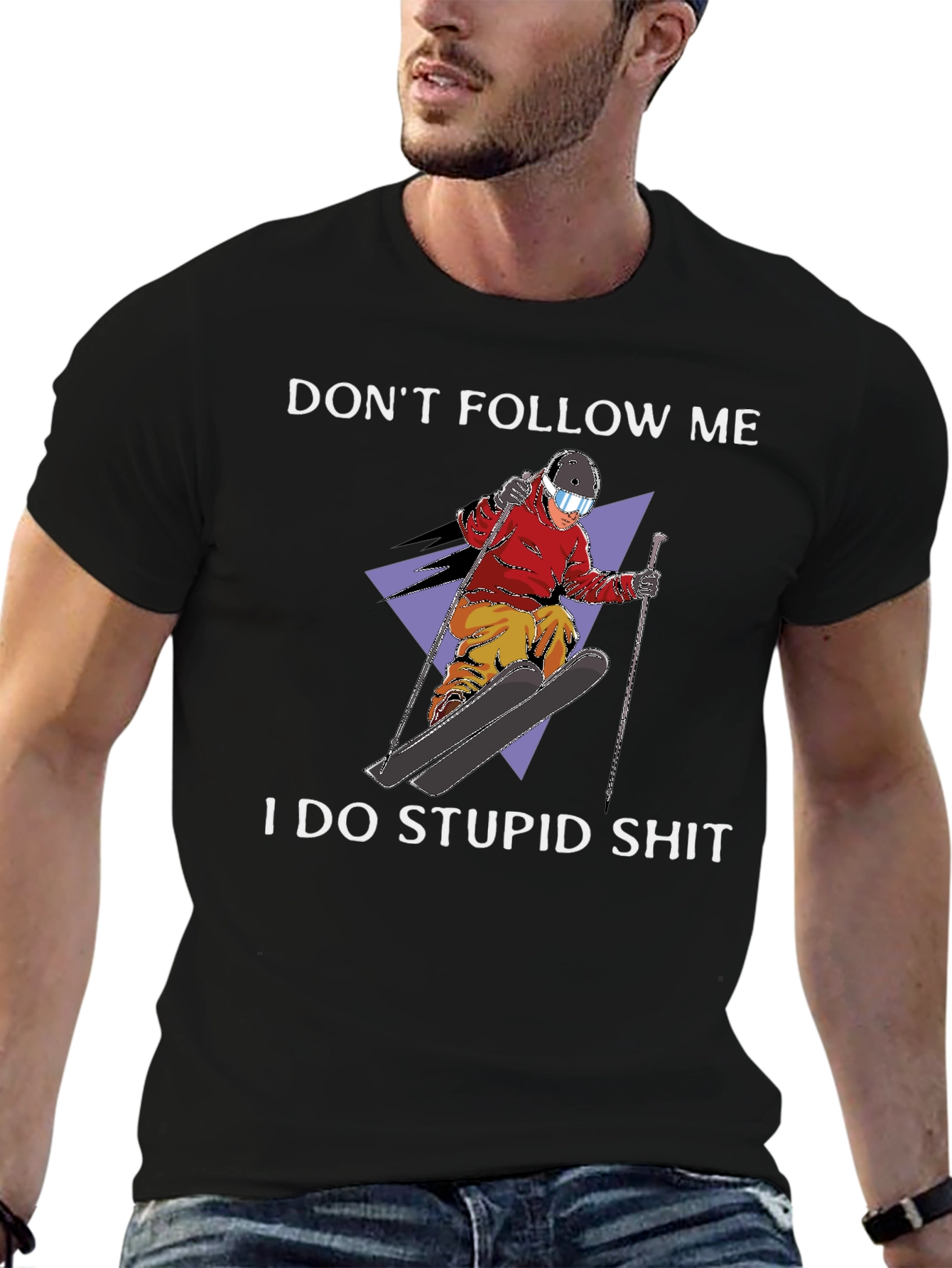 Dont Follow Me Graphic Tee - Skiing Humor