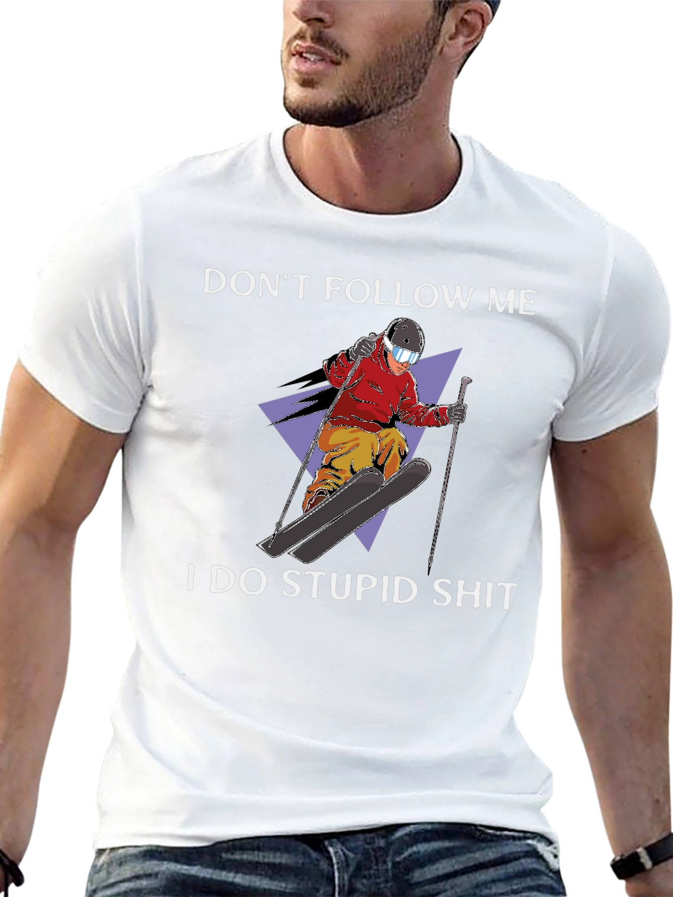 Dont Follow Me Graphic Tee - Skiing Humor