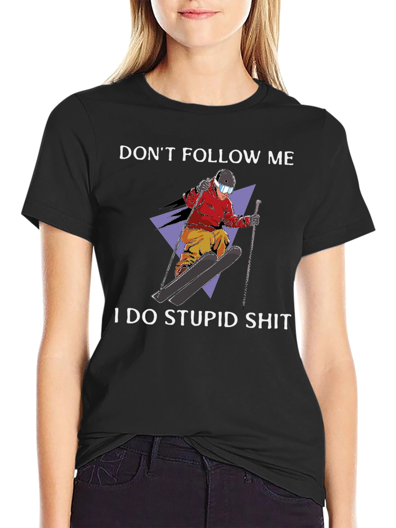 Dont Follow Me Graphic Tee - Skiing Humor