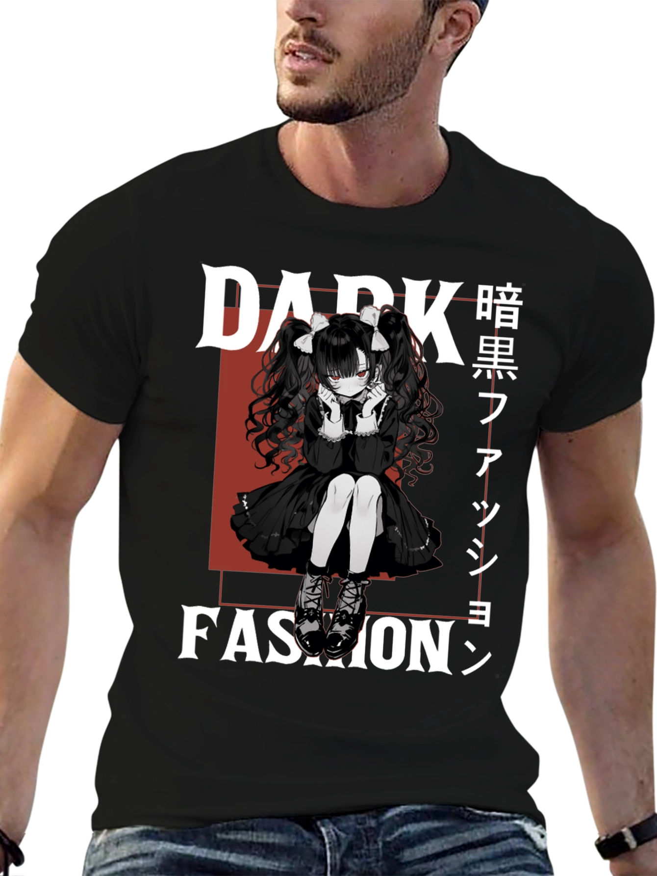 Dark Fashion Anime Girl Graphic Tee