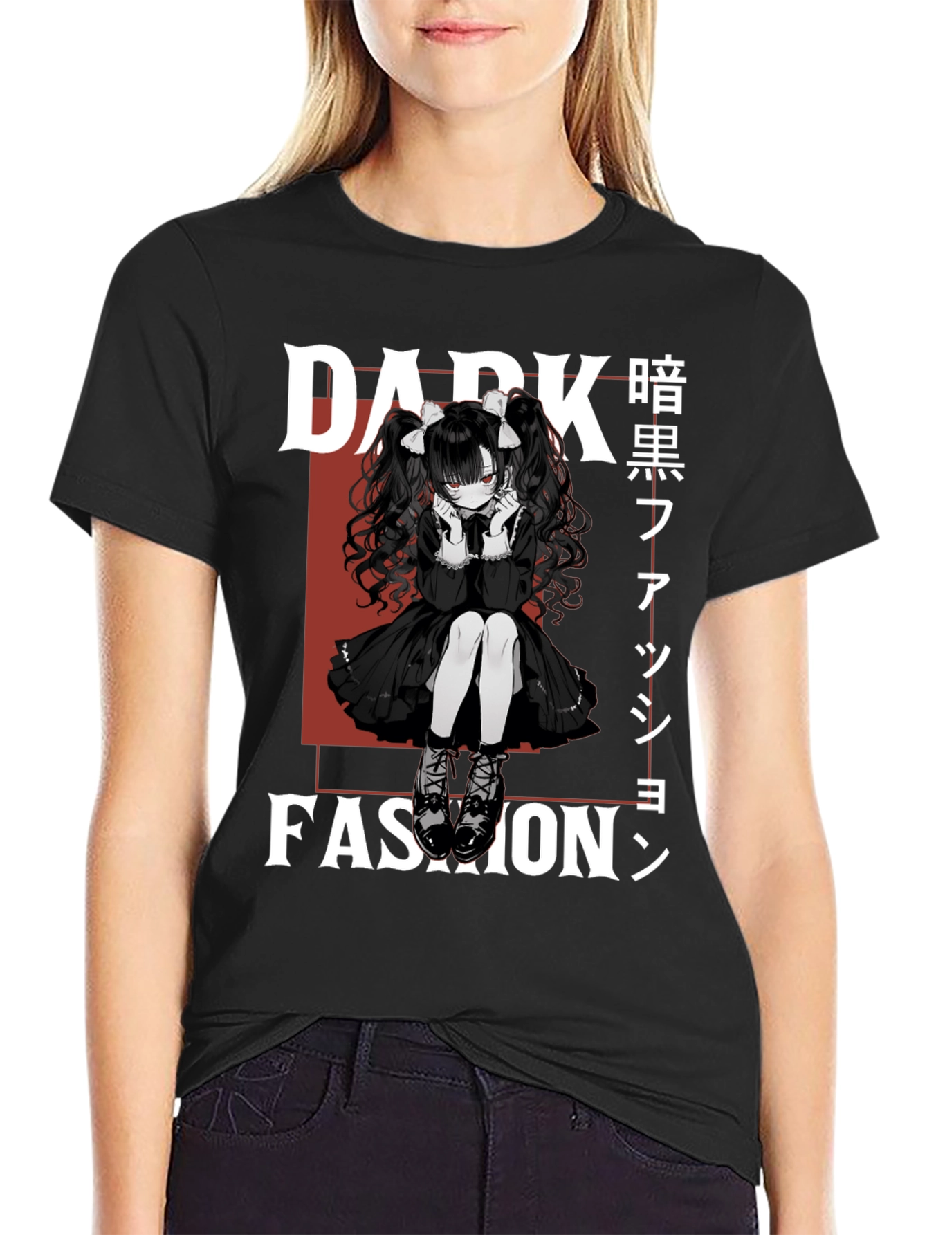 Dark Fashion Anime Girl Graphic Tee
