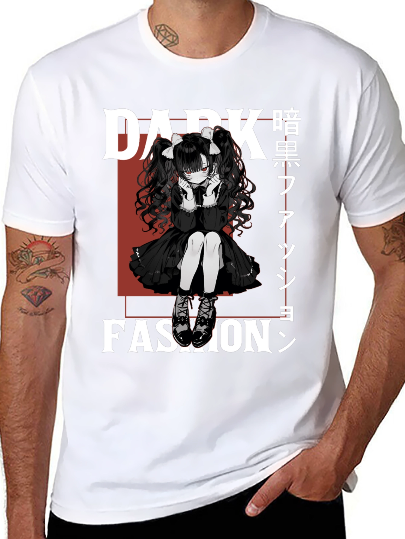 Dark Fashion Anime Girl Graphic Tee