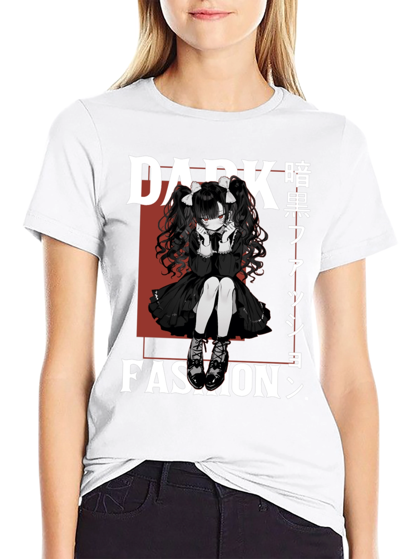 Dark Fashion Anime Girl Graphic Tee