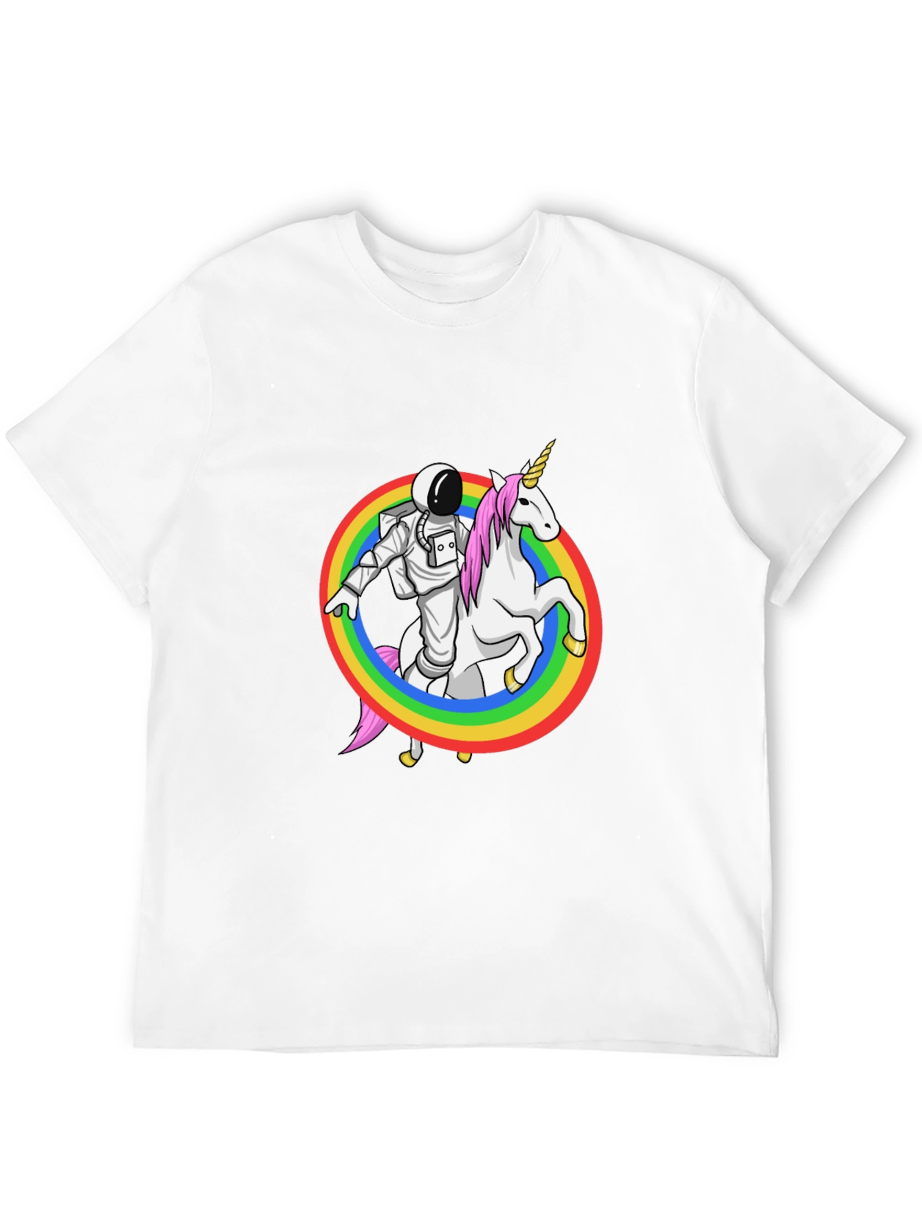 Astronaut Riding Unicorn Rainbow Graphic Tee