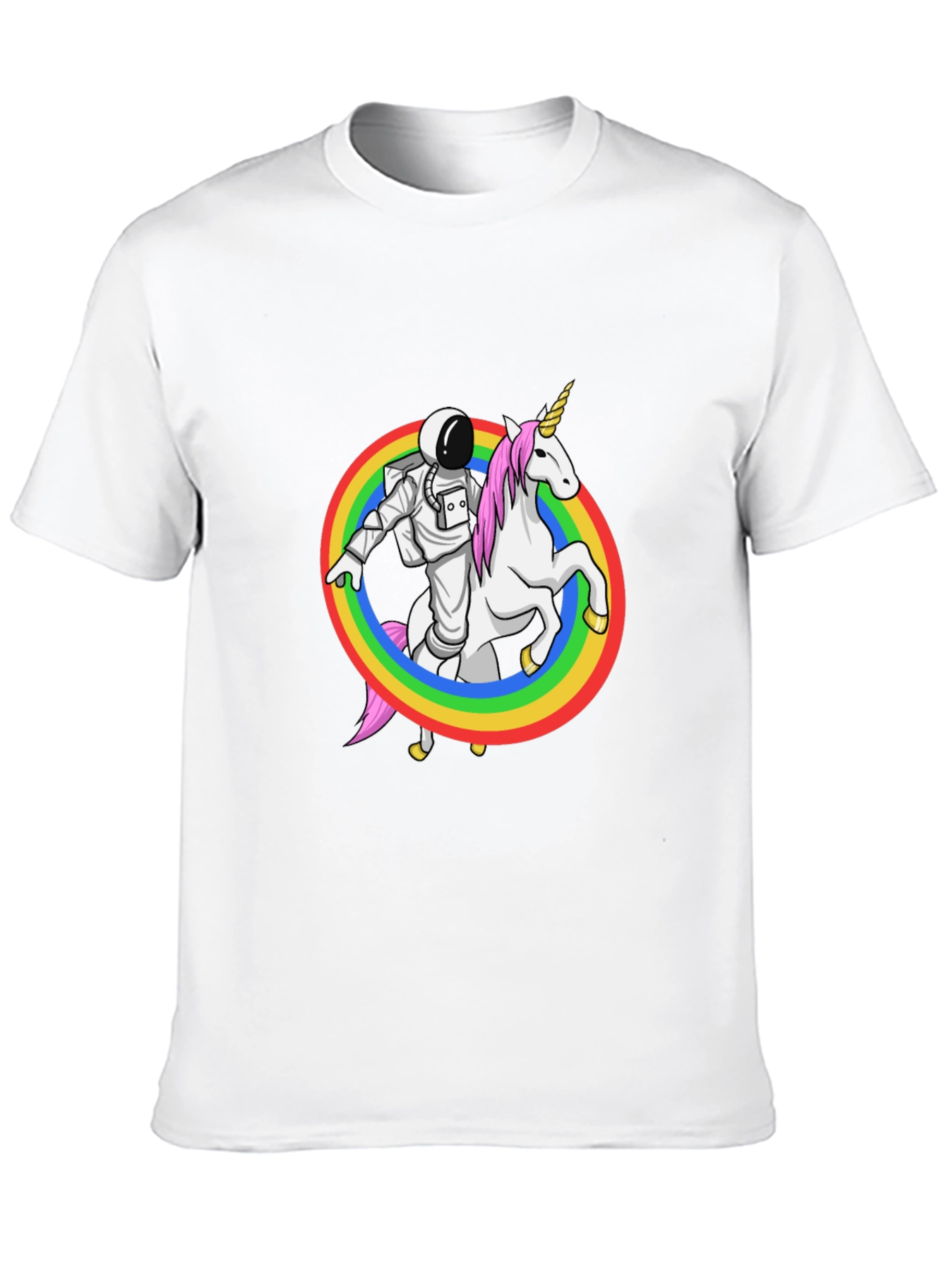 Astronaut Riding Unicorn Rainbow Graphic Tee