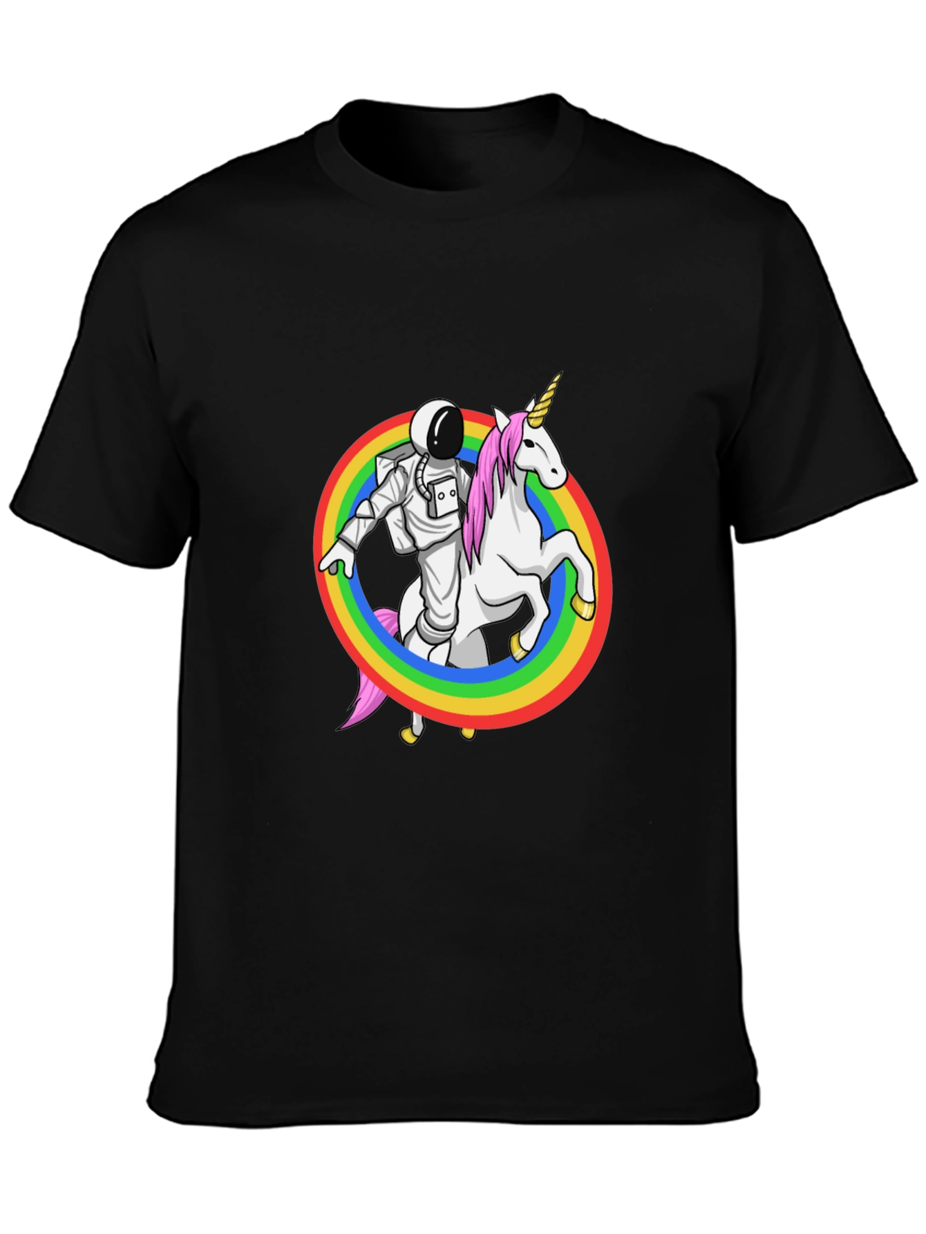 Astronaut Riding Unicorn Rainbow Graphic Tee