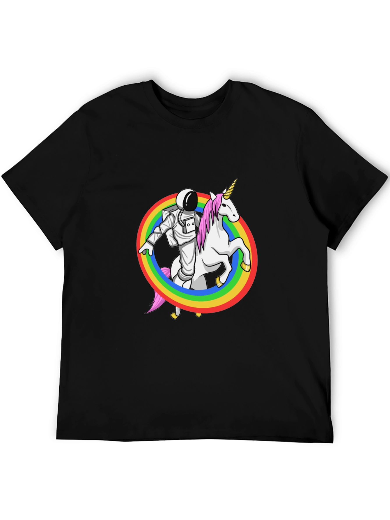 Astronaut Riding Unicorn Rainbow Graphic Tee