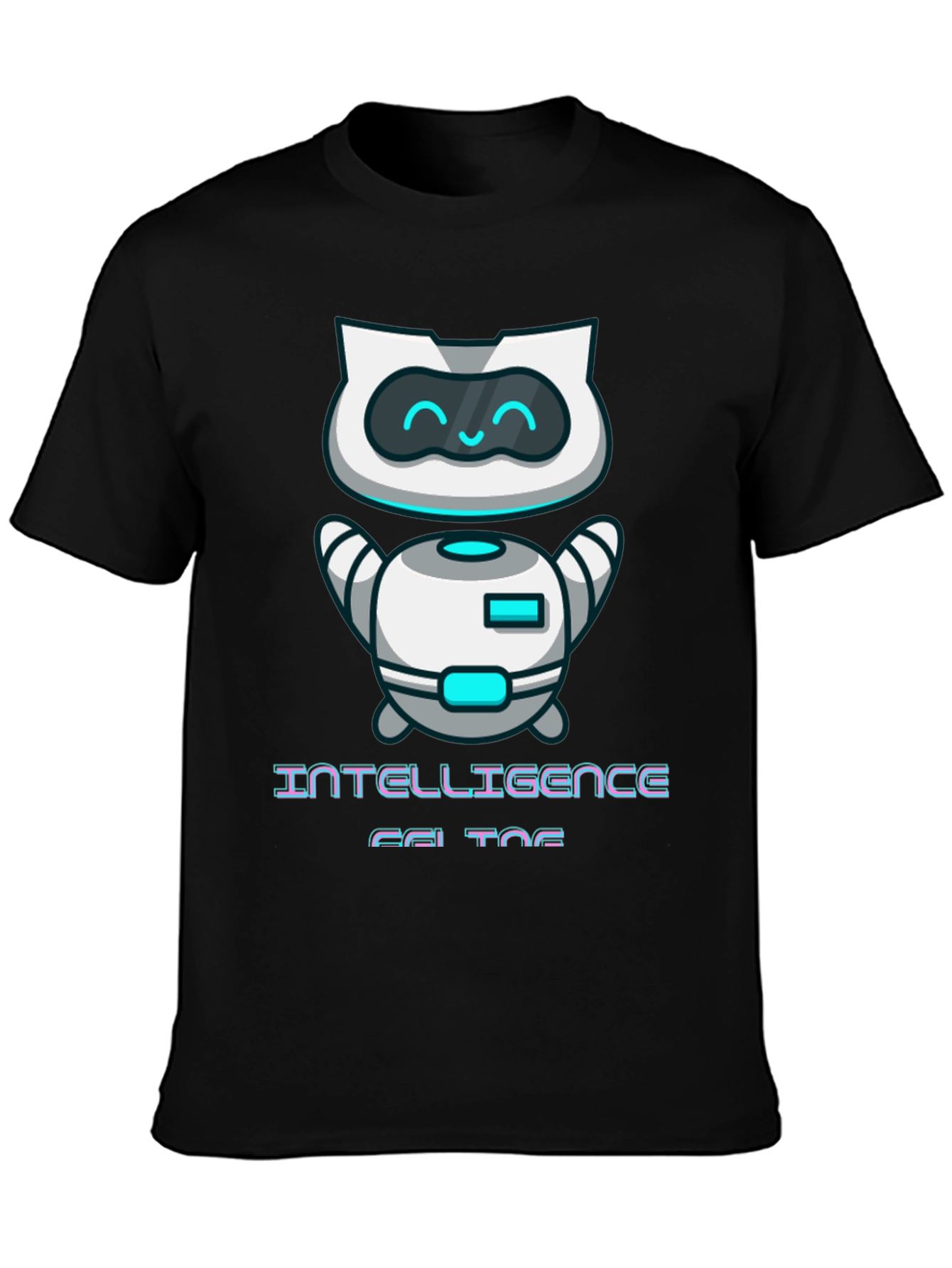 Intelligent Cat Bot Graphic T-Shirt