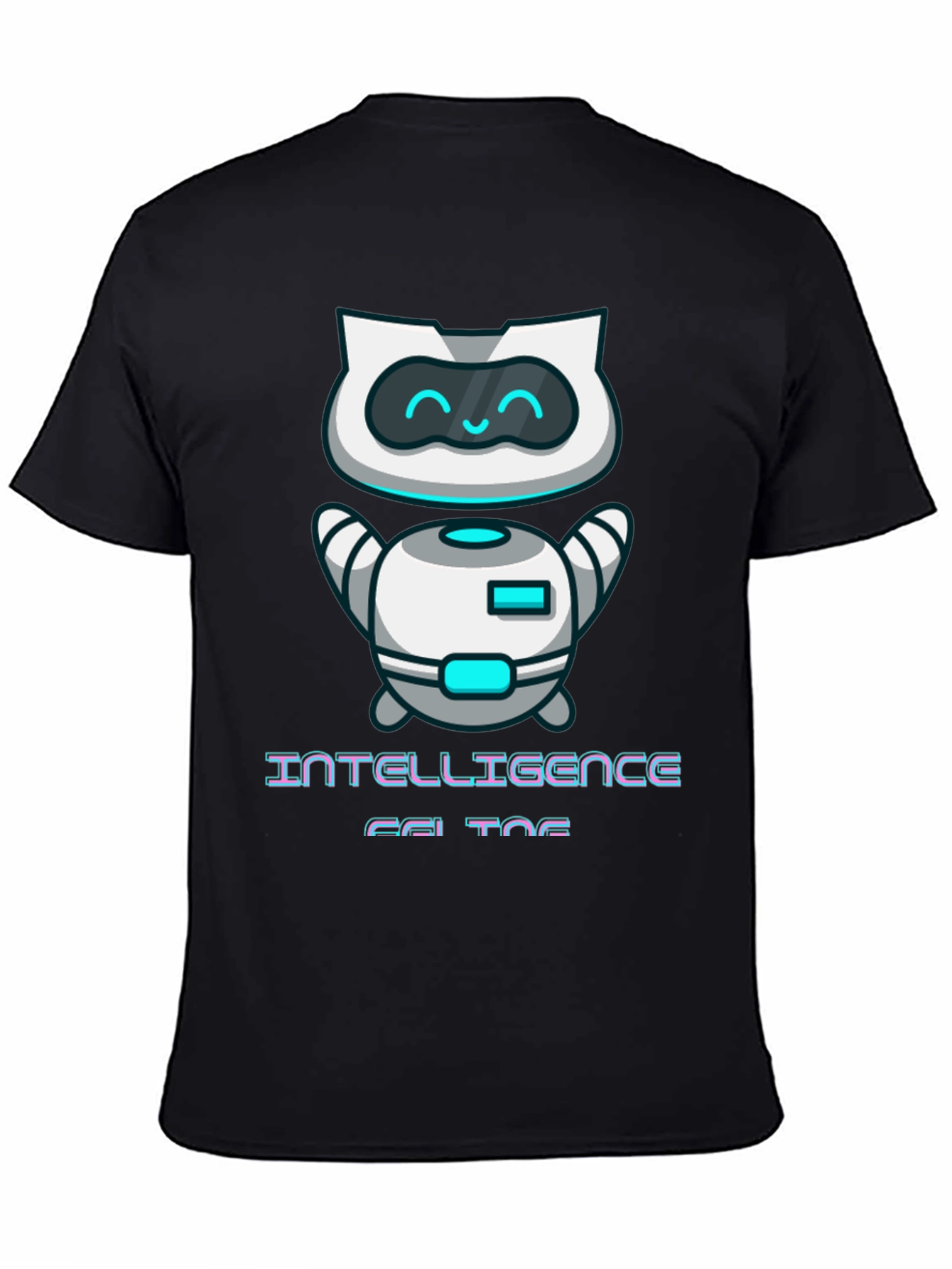 Intelligent Cat Bot Graphic T-Shirt