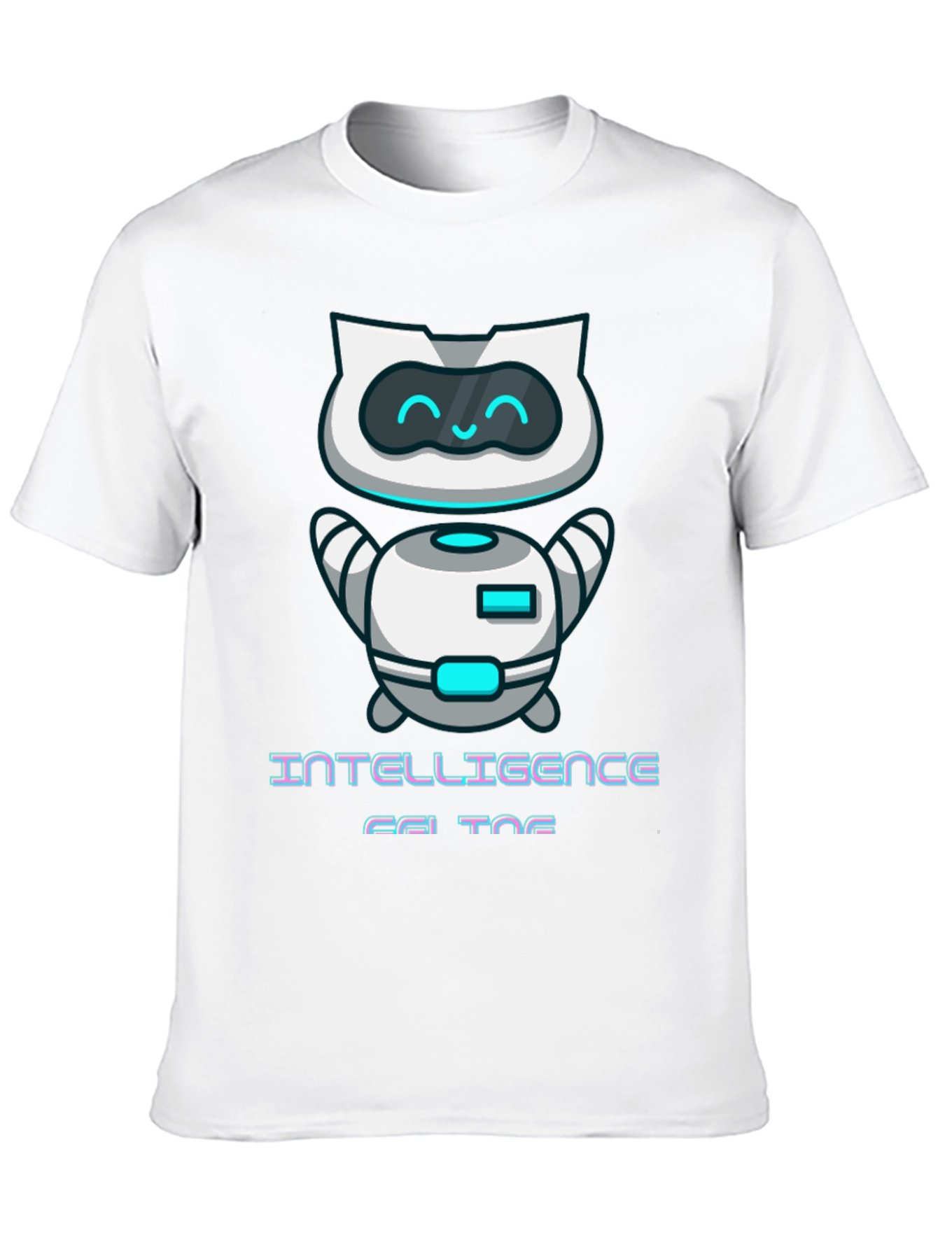 Intelligent Cat Bot Graphic T-Shirt