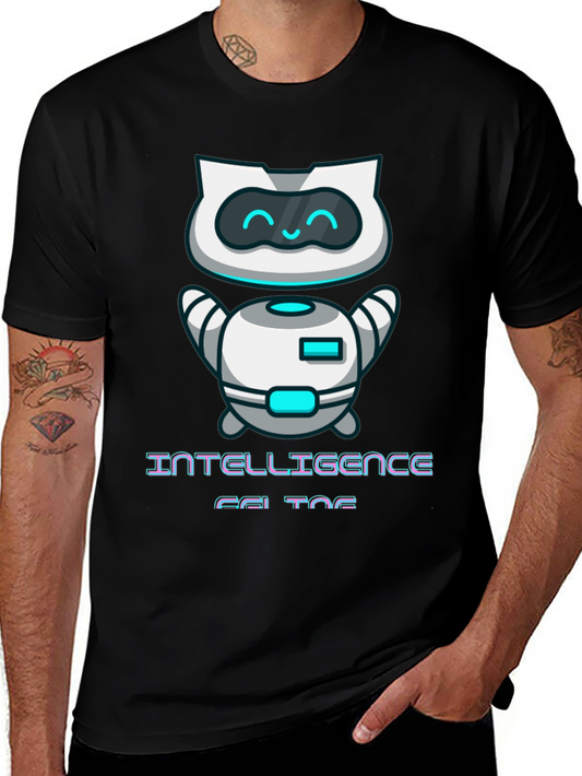 Intelligent Cat Bot Graphic T-Shirt