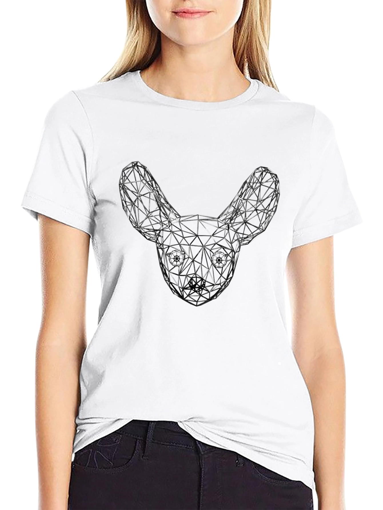 Geometric Dog Head Graphic T-Shirt