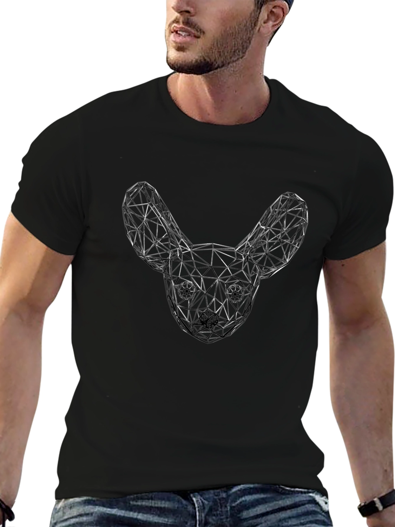 Geometric Dog Head Graphic T-Shirt