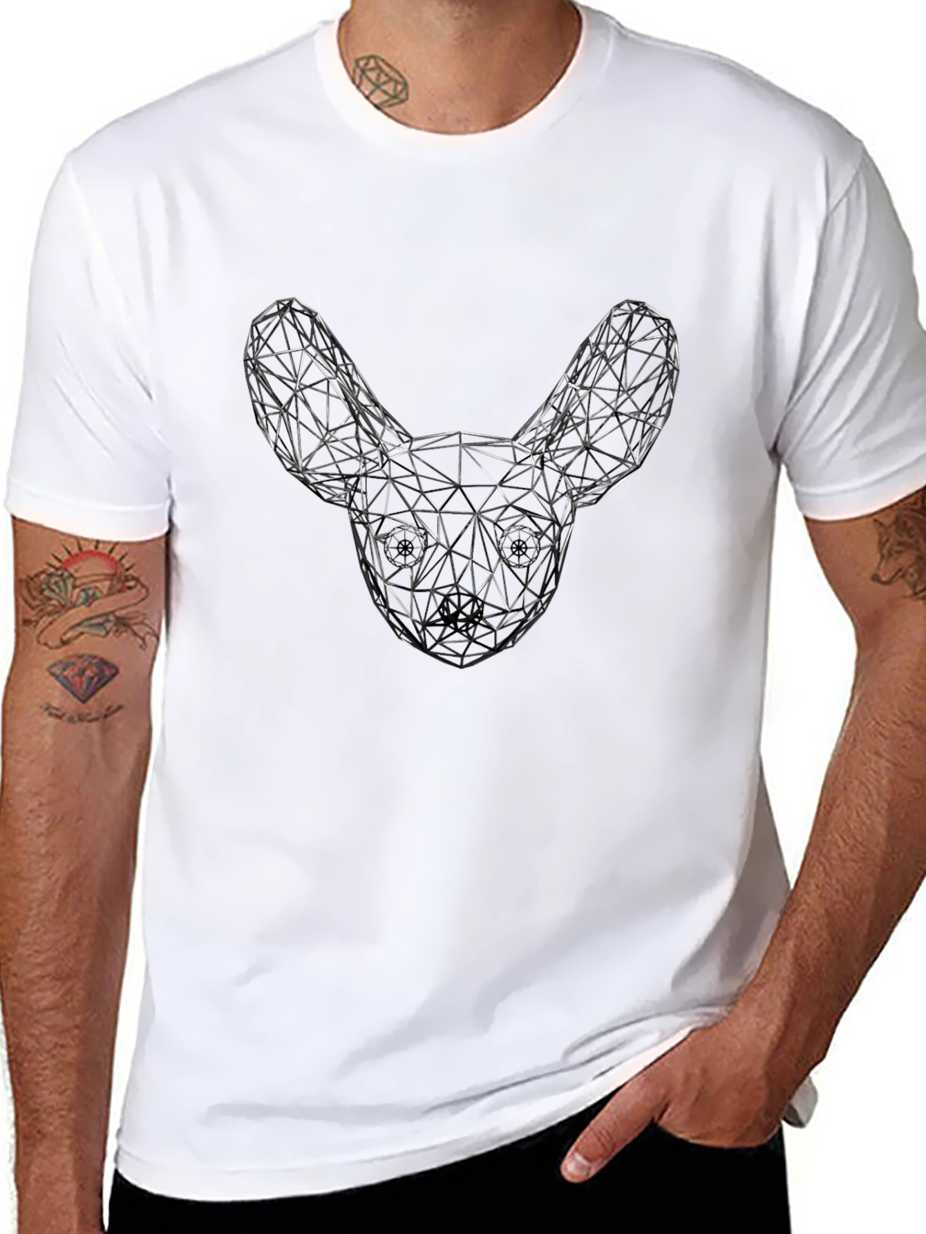 Geometric Dog Head Graphic T-Shirt
