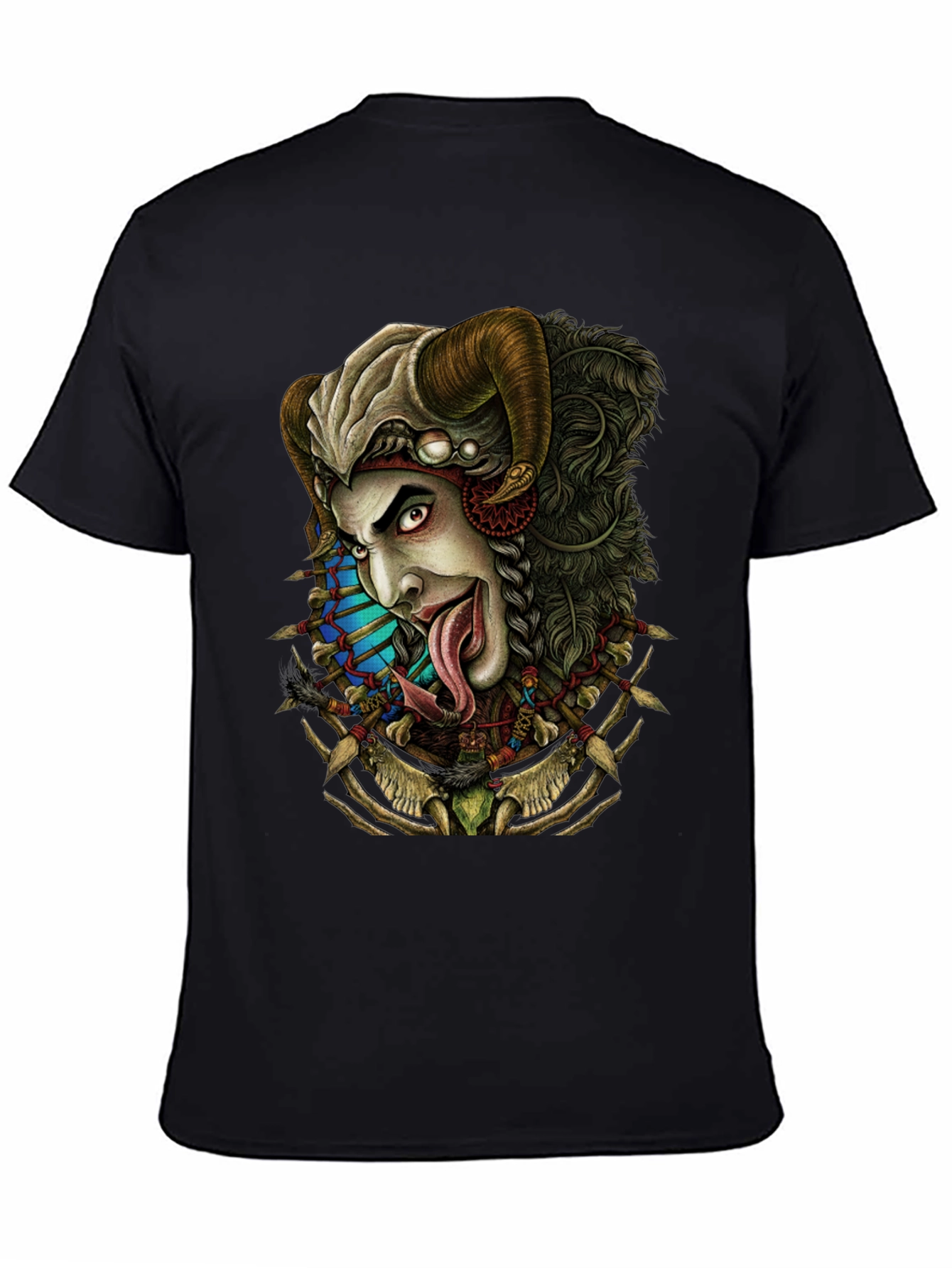 Horned Devil Graphic Print Black T-Shirt
