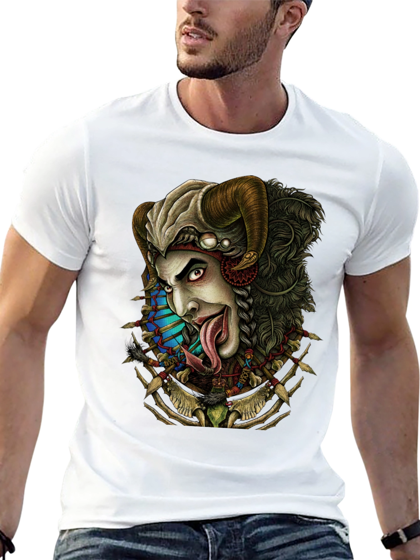 Horned Devil Graphic Print Black T-Shirt